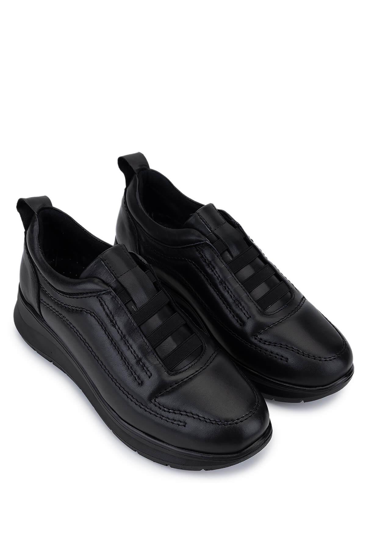 Tamer Tanca Kadın Hakiki Deri Siyah Comfort Ayakkabı