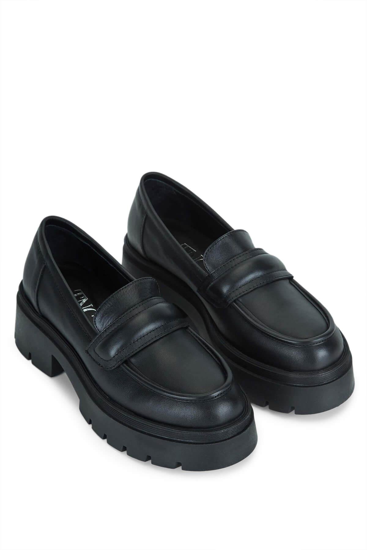 Tamer Tanca Kadın Hakiki Deri Siyah Deri Casual Ayakkabı