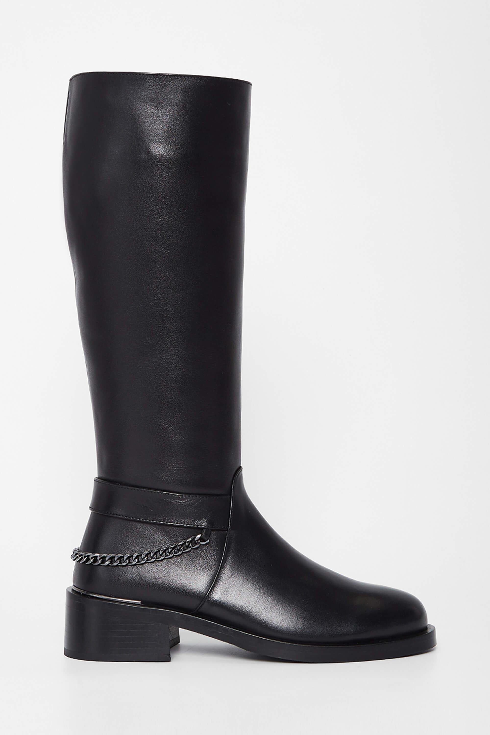 Tamer Tanca Kadın Hakiki Deri Siyah Deri Casual Çizme