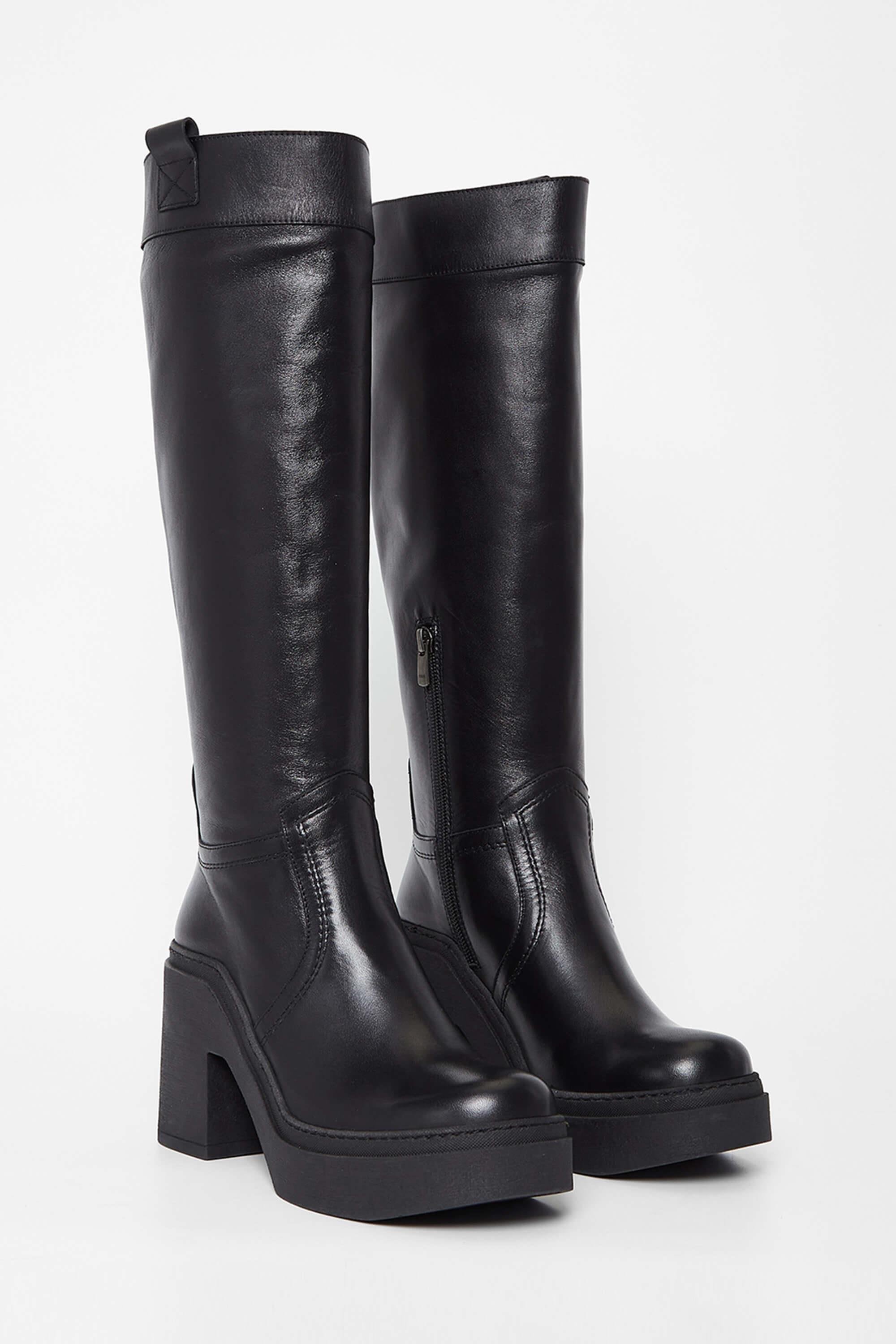 Tamer Tanca Kadın Hakiki Deri Siyah Deri Casual Çizme