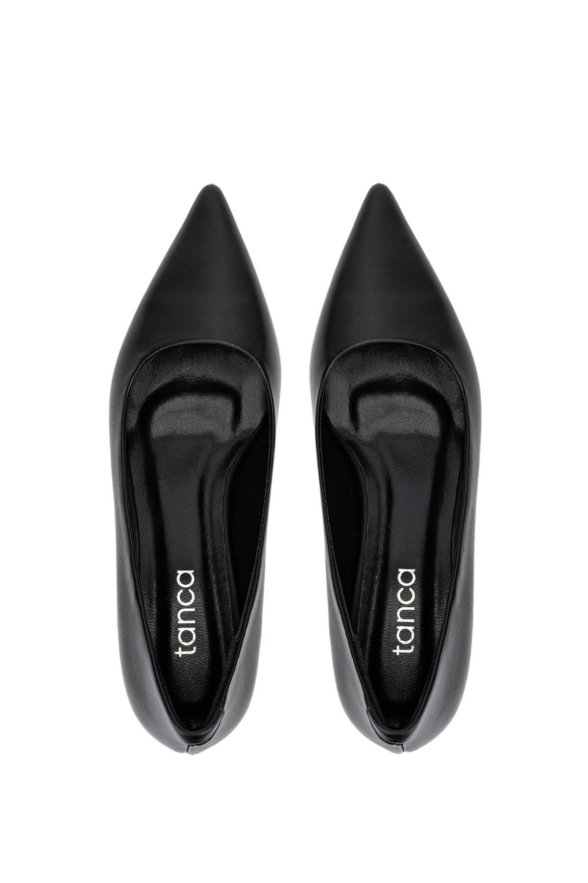 Tamer Tanca Kadın Hakiki Deri Siyah Deri Topuklu Ayakkabı