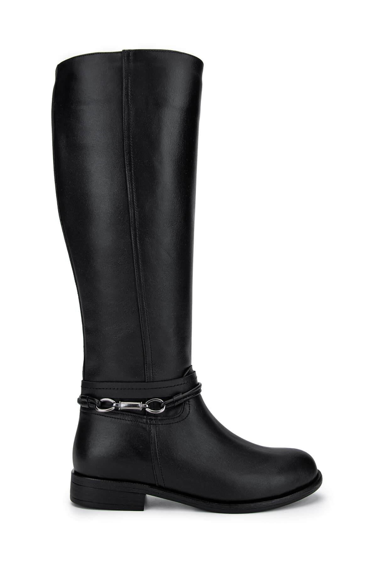 Tamer Tanca Kadın Hakiki Deri Siyah Deri Klasik Çizme