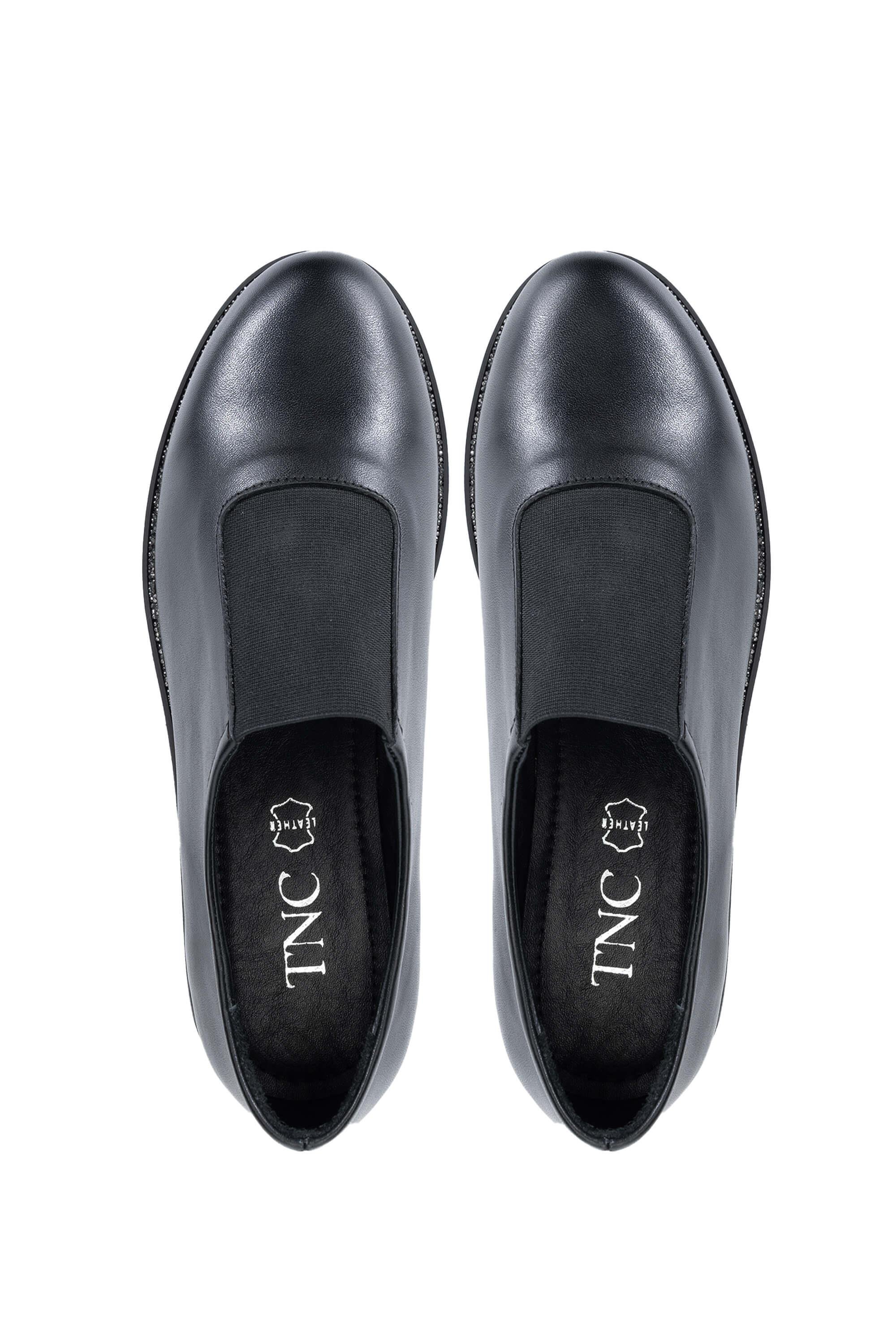 Tamer Tanca Kadın Hakiki Deri Siyah Deri Casual Ayakkabı