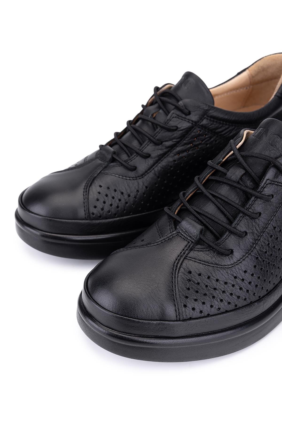 Tamer Tanca Kadın Hakiki Deri Siyah Deri Comfort Ayakkabı