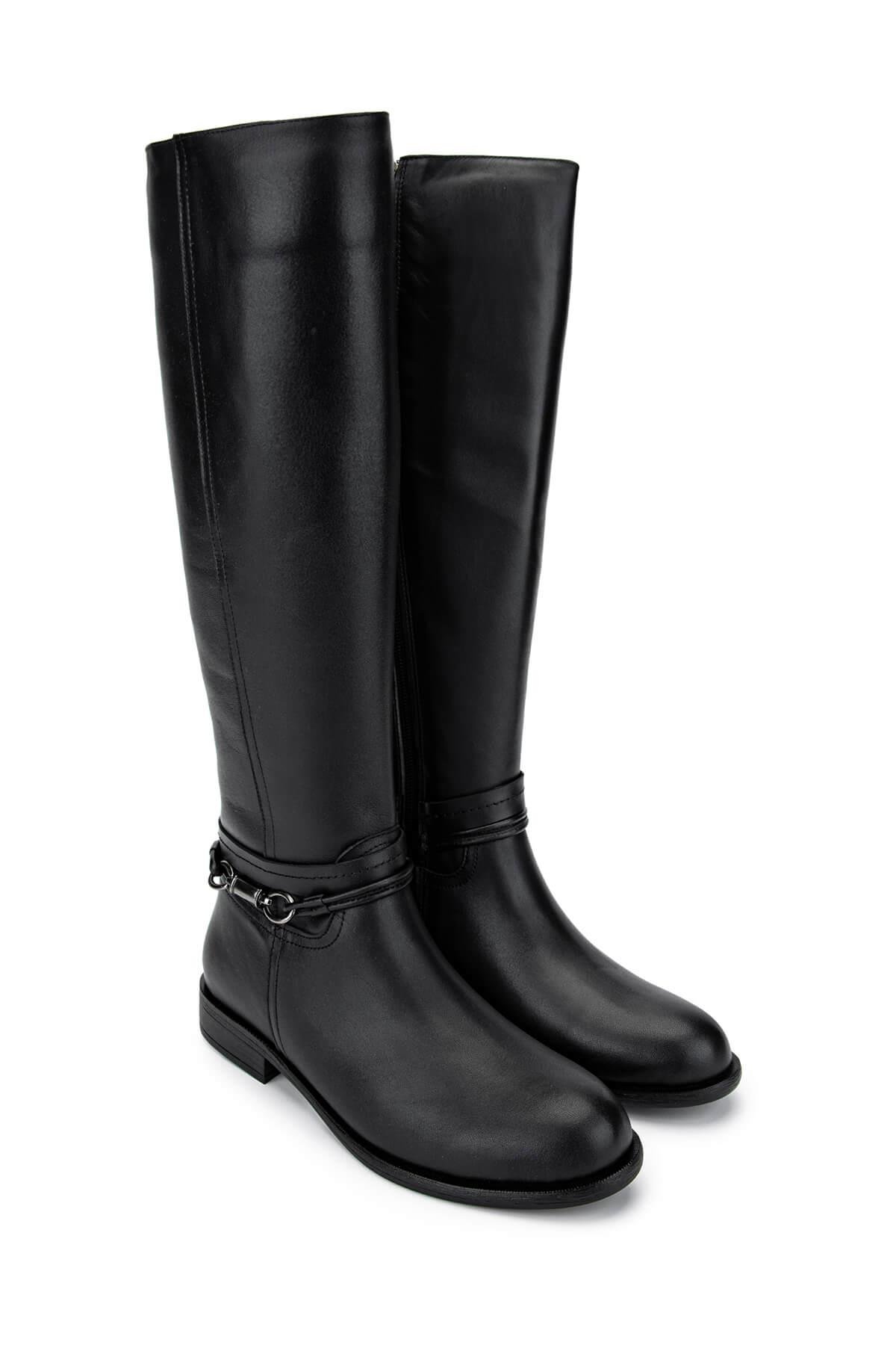 Tamer Tanca Kadın Hakiki Deri Siyah Deri Klasik Çizme