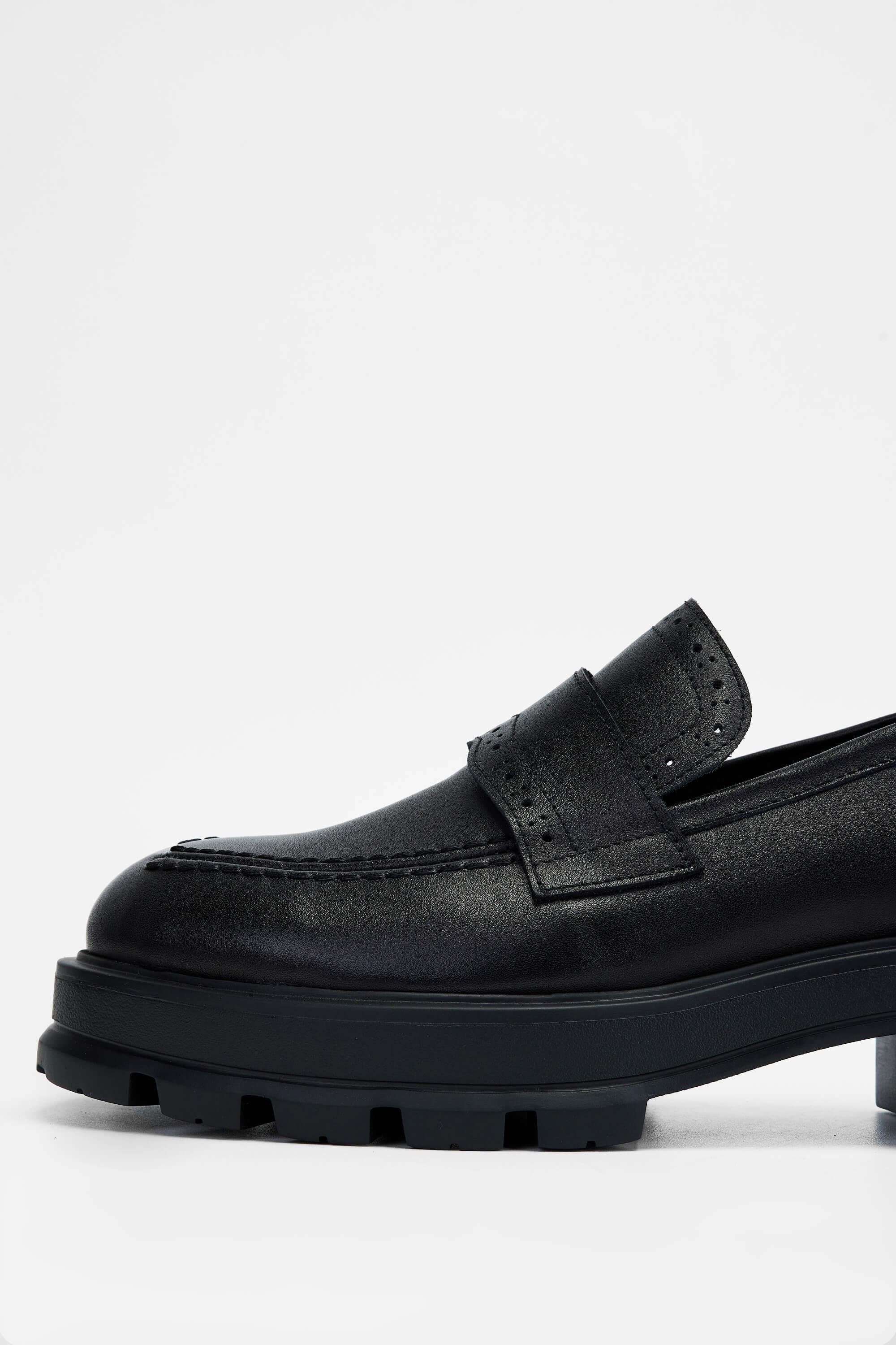 Tamer Tanca Kadın Hakiki Deri Siyah Deri Loafer Ayakkabı