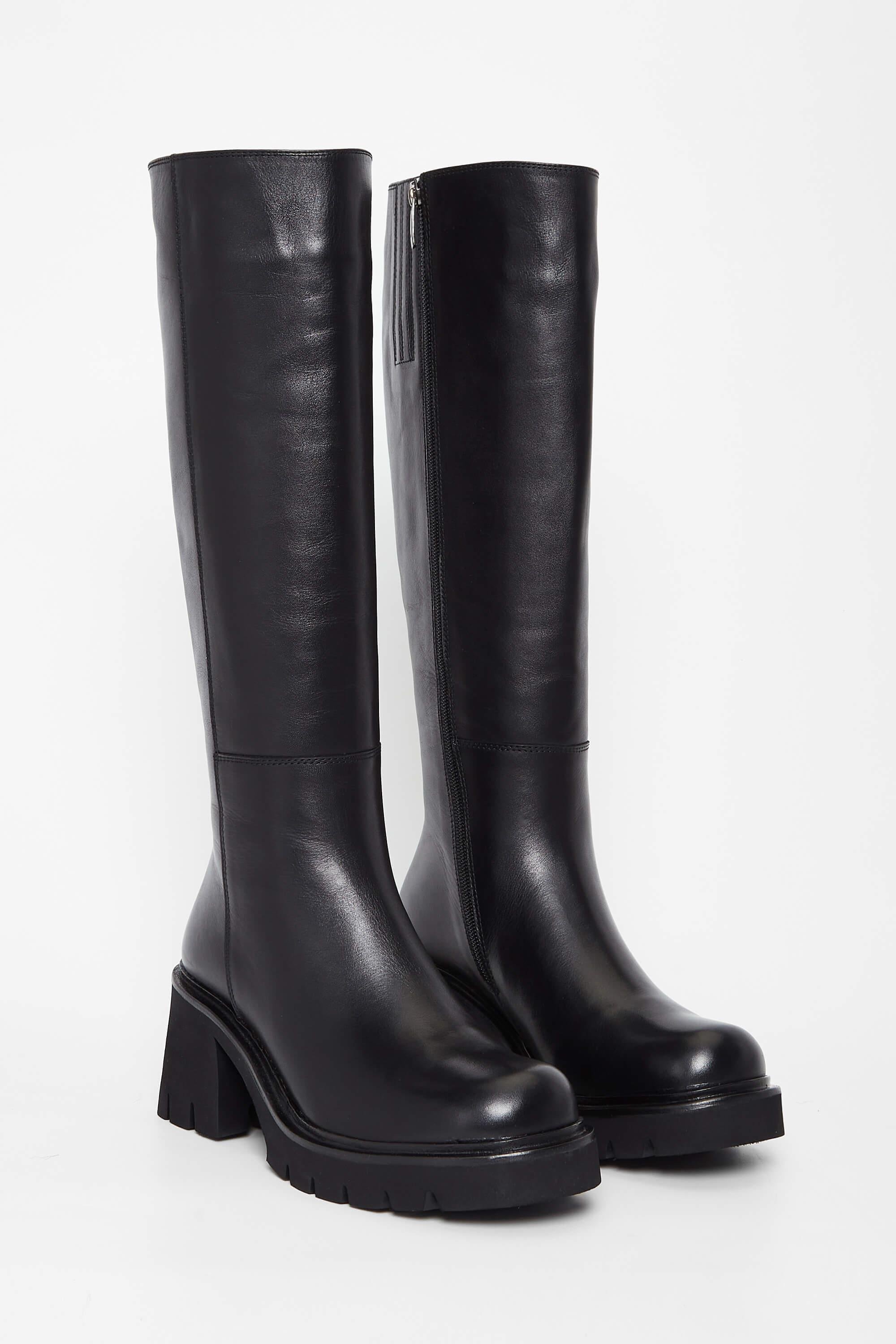 Tamer Tanca Kadın Hakiki Deri Siyah Deri Casual Çizme