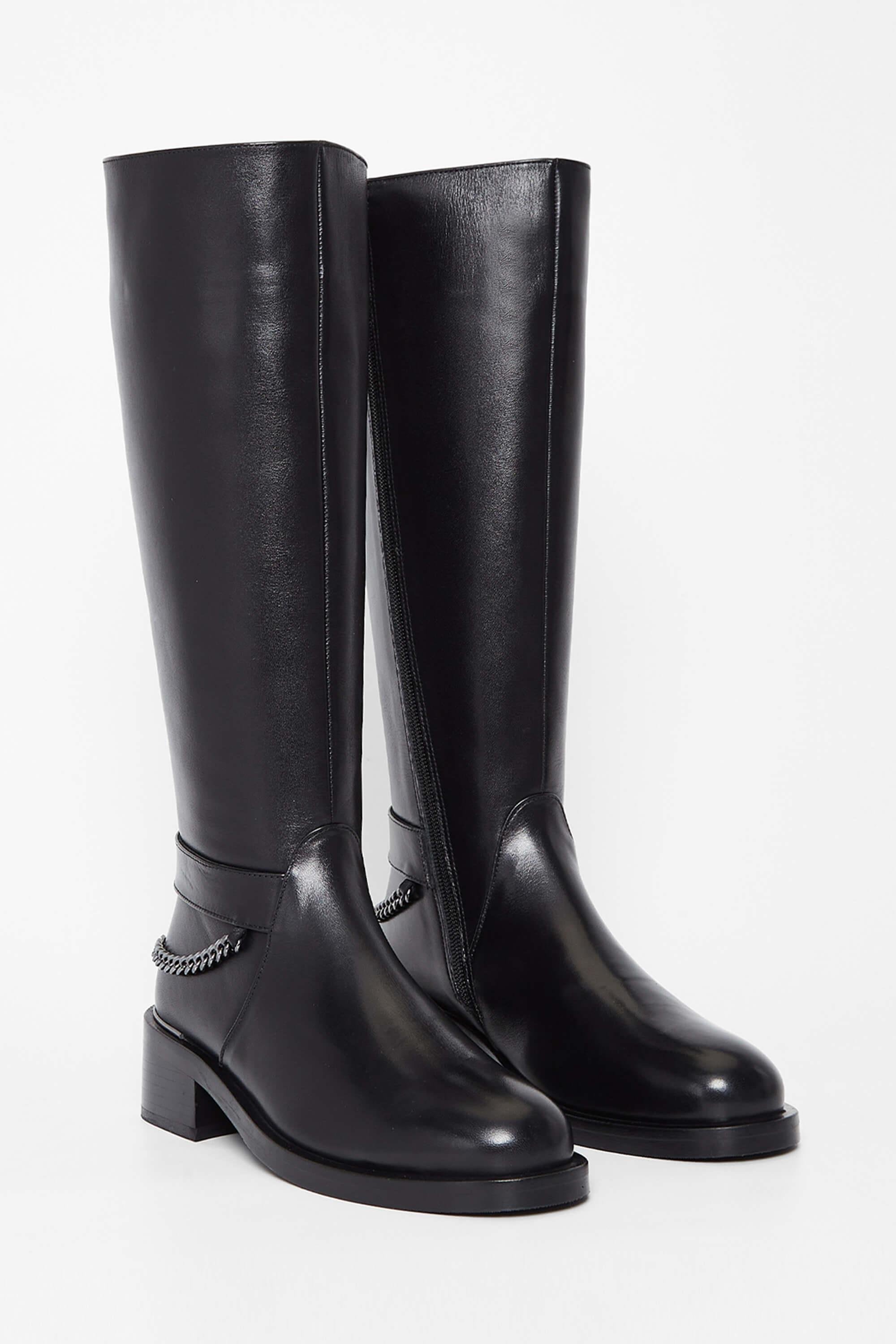 Tamer Tanca Kadın Hakiki Deri Siyah Deri Casual Çizme