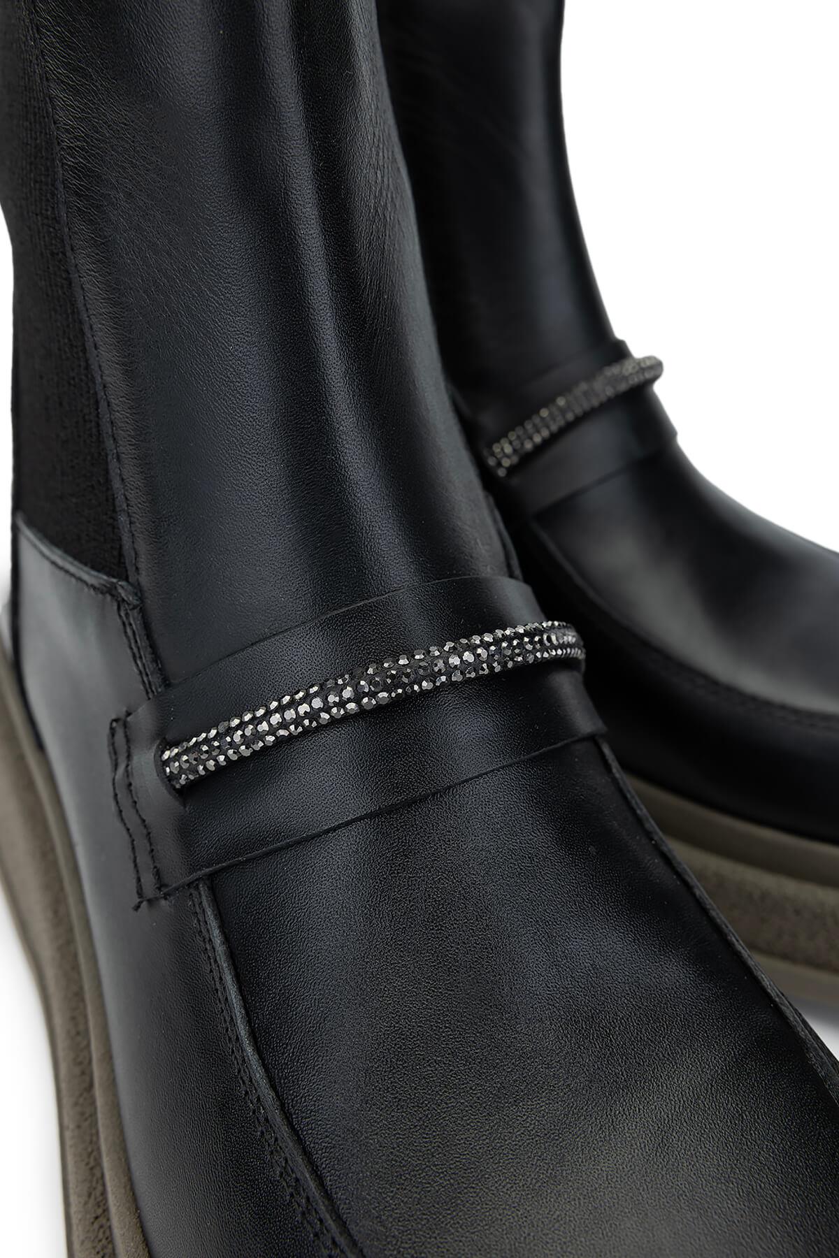 Tamer Tanca Kadın Hakiki Deri Siyah Deri Casual Bot