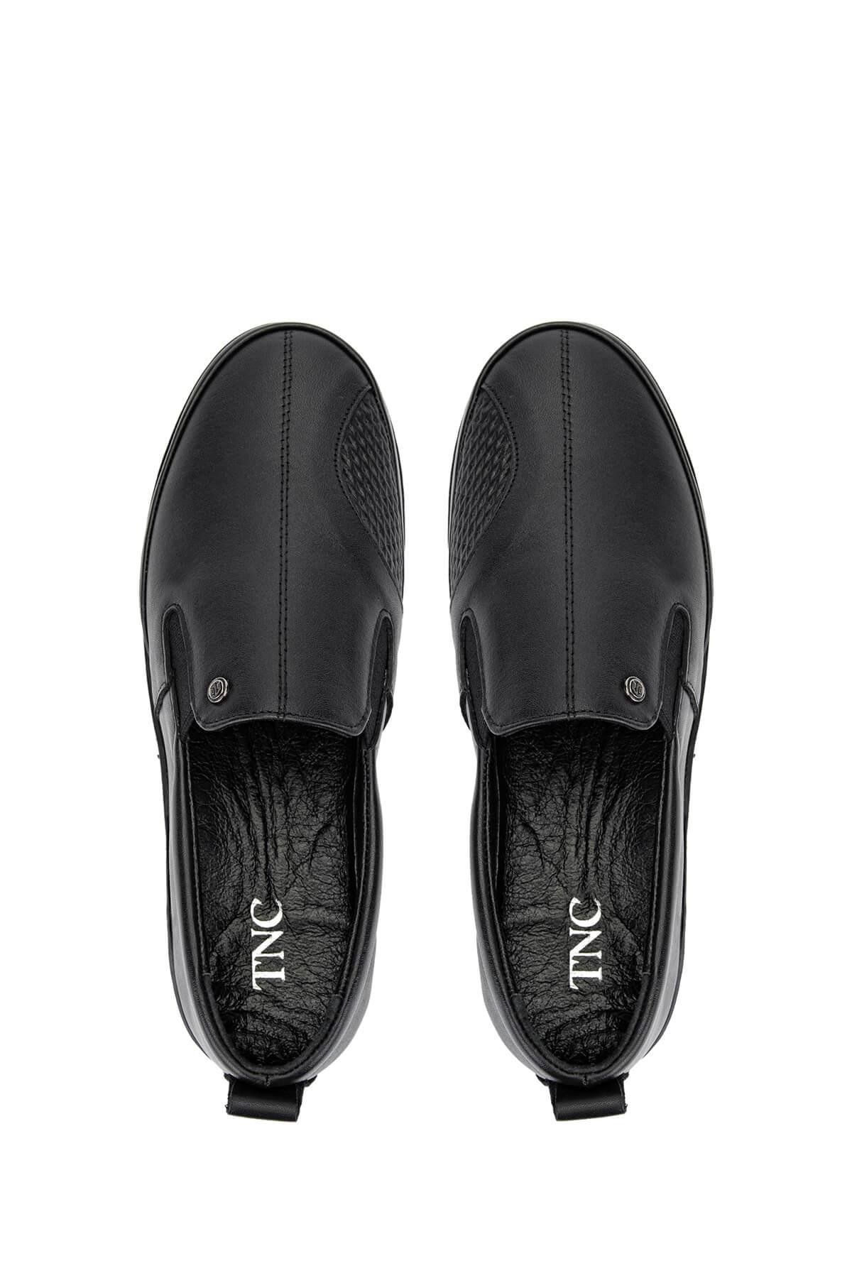 Tamer Tanca Kadın Hakiki Deri Siyah Deri Casual Ayakkabı