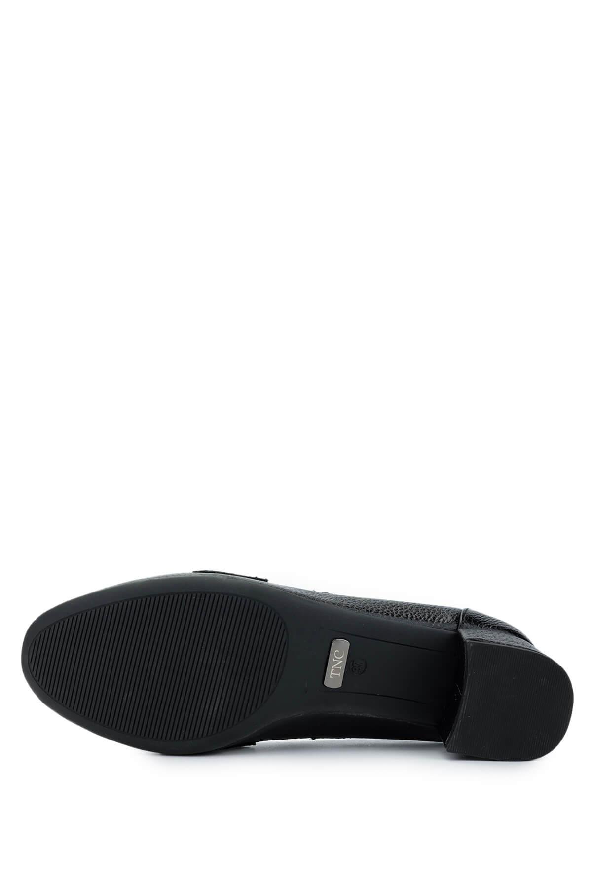 Tamer Tanca Kadın Hakiki Deri Siyah Deri Topuklu Ayakkabı