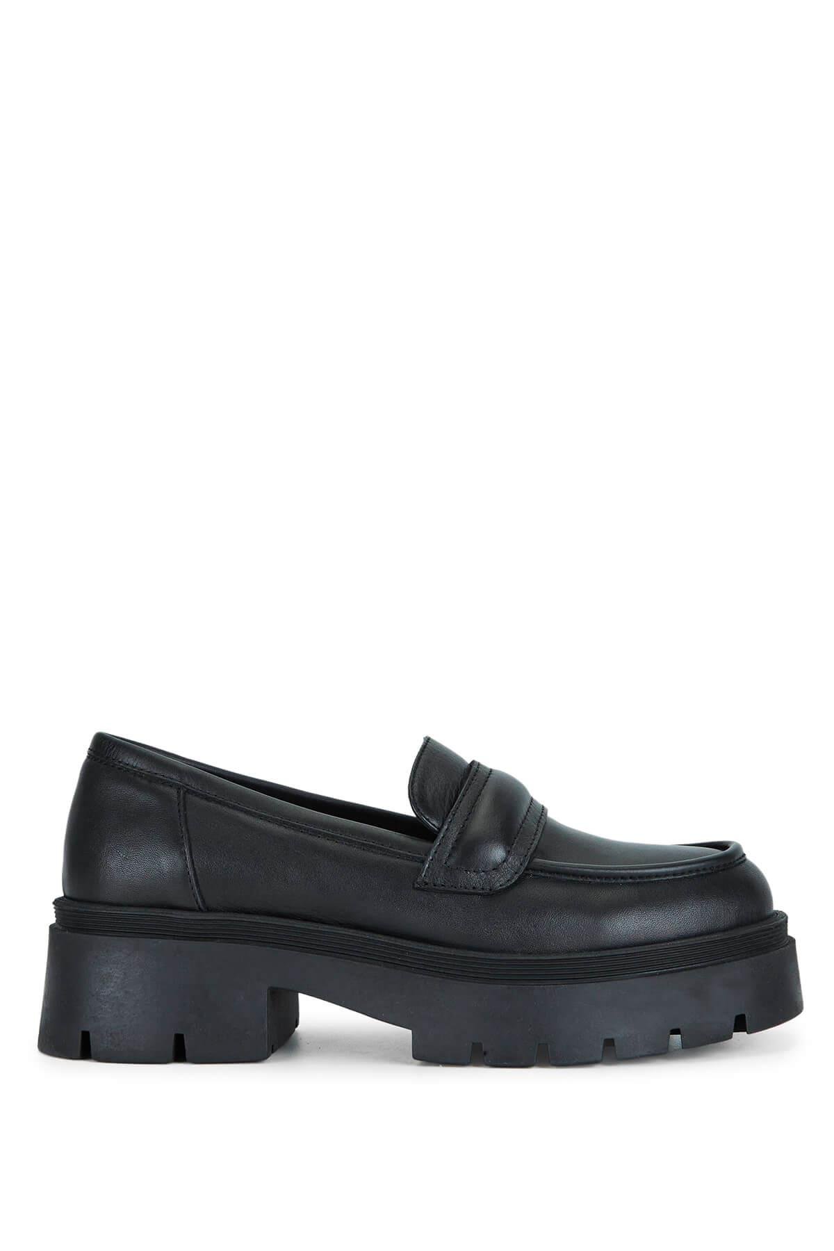 Tamer Tanca Kadın Hakiki Deri Siyah Deri Casual Ayakkabı