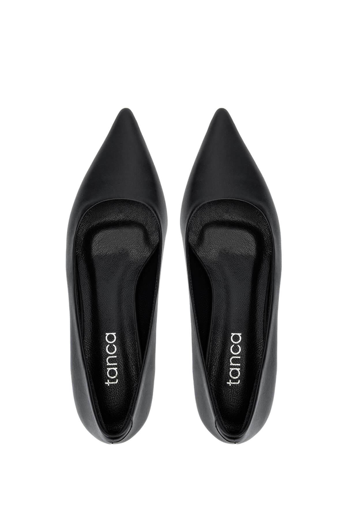 Tamer Tanca Kadın Hakiki Deri Siyah Deri Topuklu Ayakkabı
