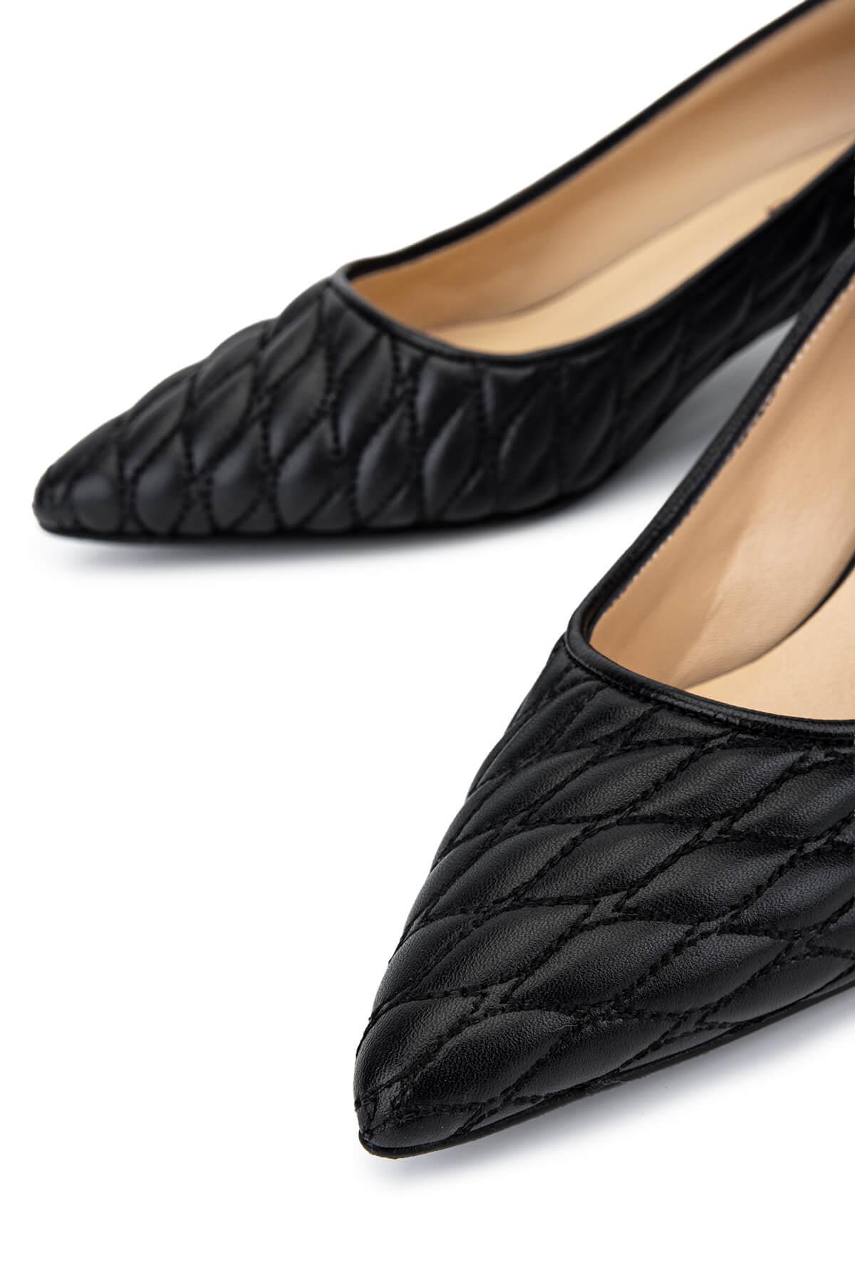 Tamer Tanca Kadın Hakiki Deri Siyah Deri Topuklu Ayakkabı