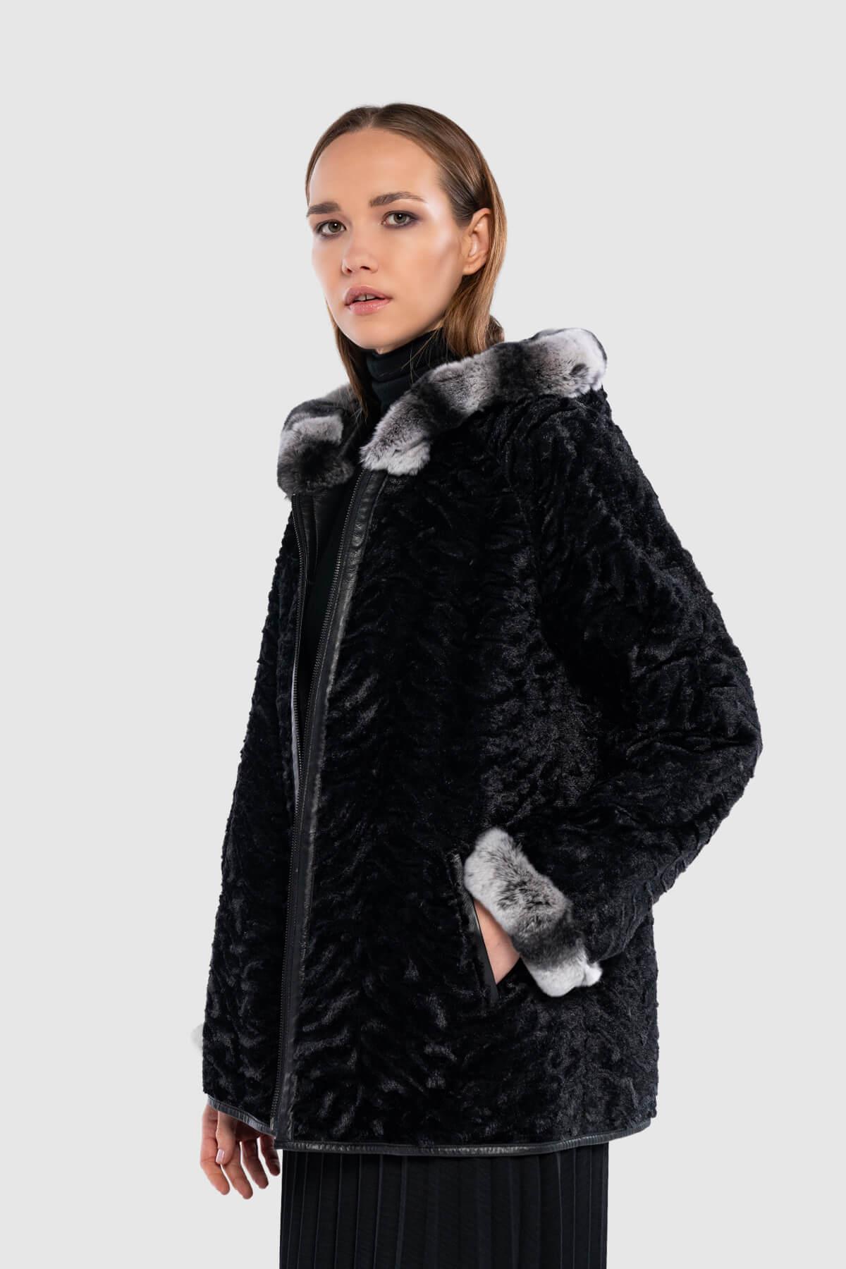 Tamer Tanca Kadın Hakiki Deri Siyah Deri Mont