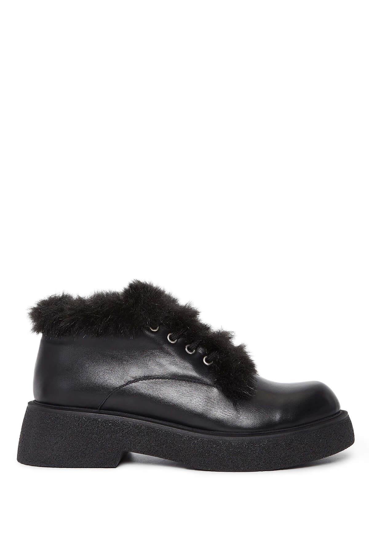 Tamer Tanca Kadın Hakiki Deri Siyah Deri Casual Bot