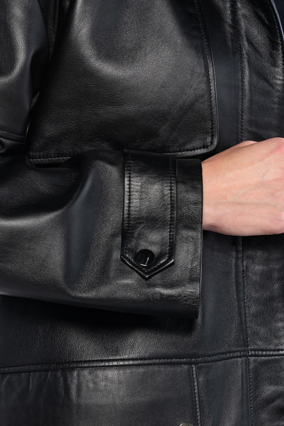 Tamer Tanca Kadın Hakiki Deri Siyah Deri Mont