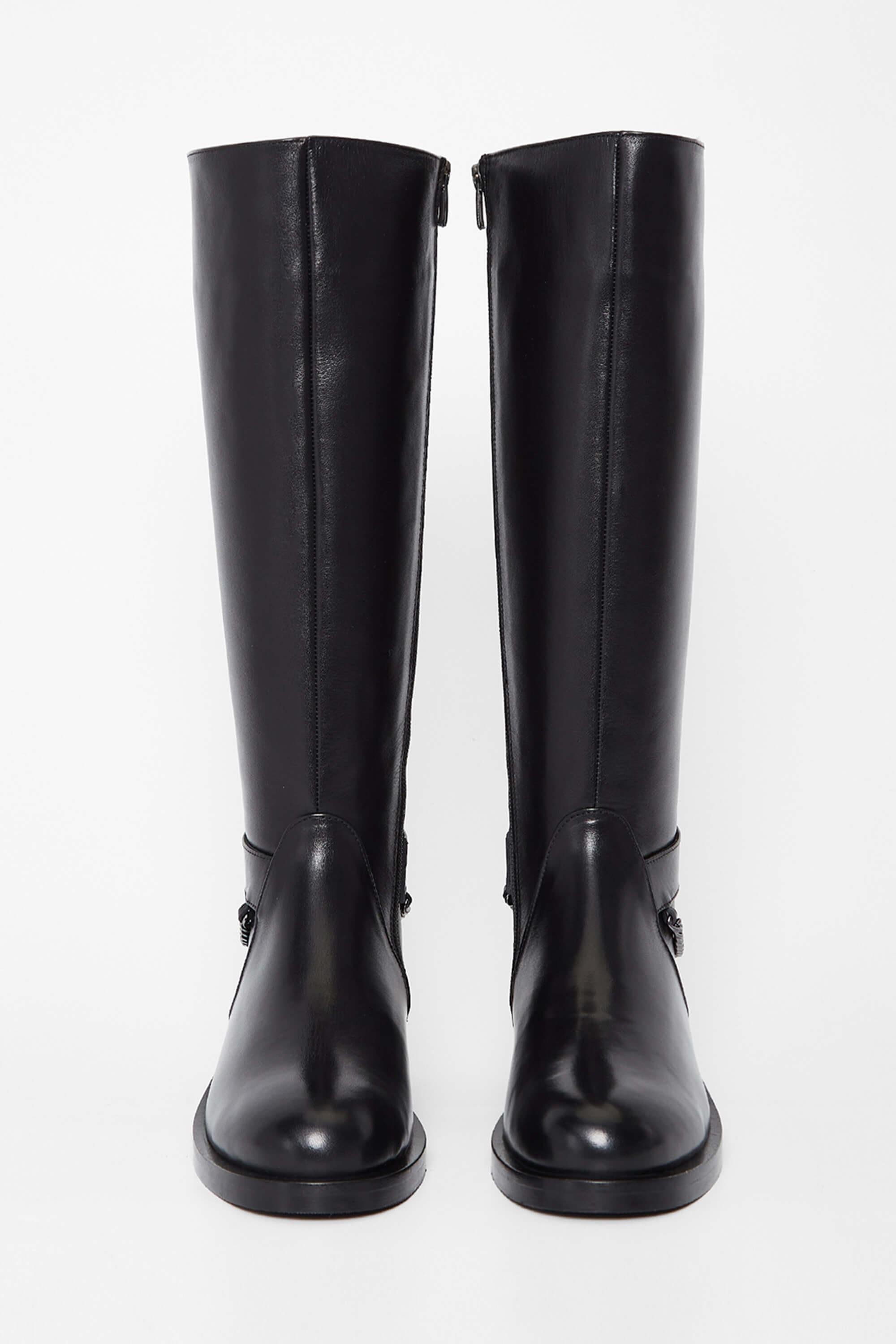 Tamer Tanca Kadın Hakiki Deri Siyah Deri Casual Çizme