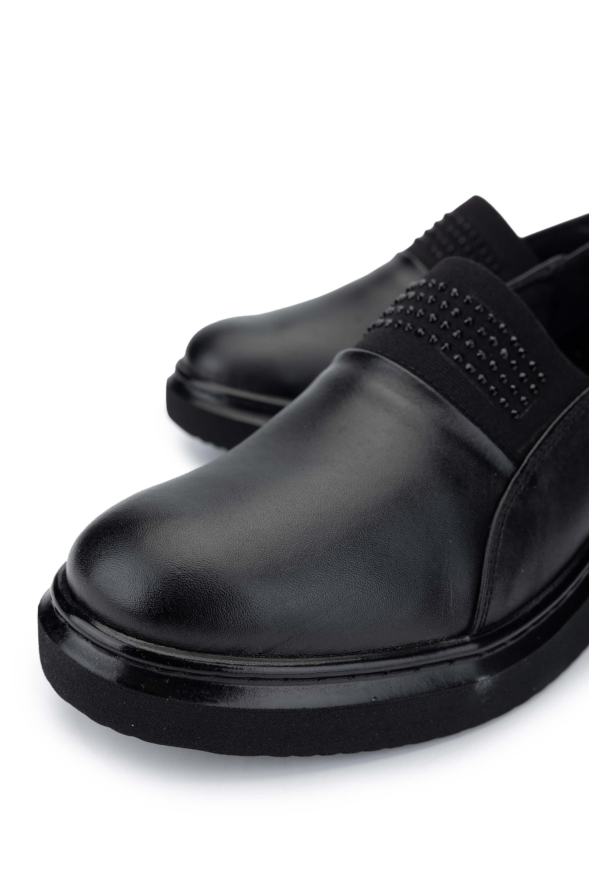 Tamer Tanca Kadın Hakiki Deri Siyah Deri Casual Ayakkabı