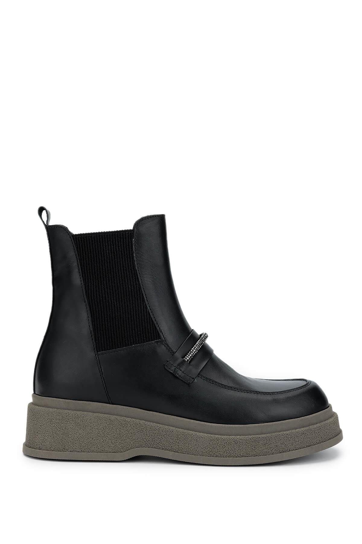 Tamer Tanca Kadın Hakiki Deri Siyah Deri Casual Bot