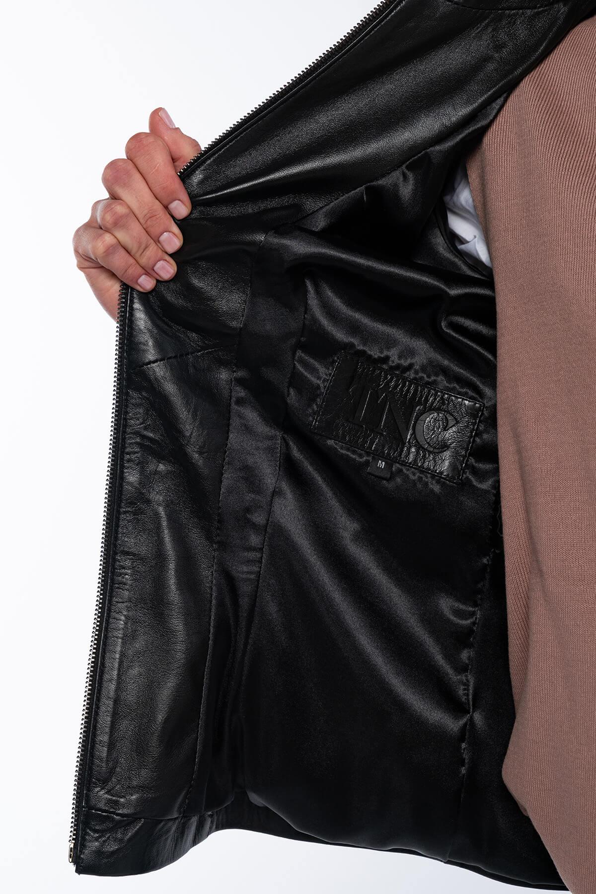 Tamer Tanca Kadın Hakiki Deri Siyah Deri Mont