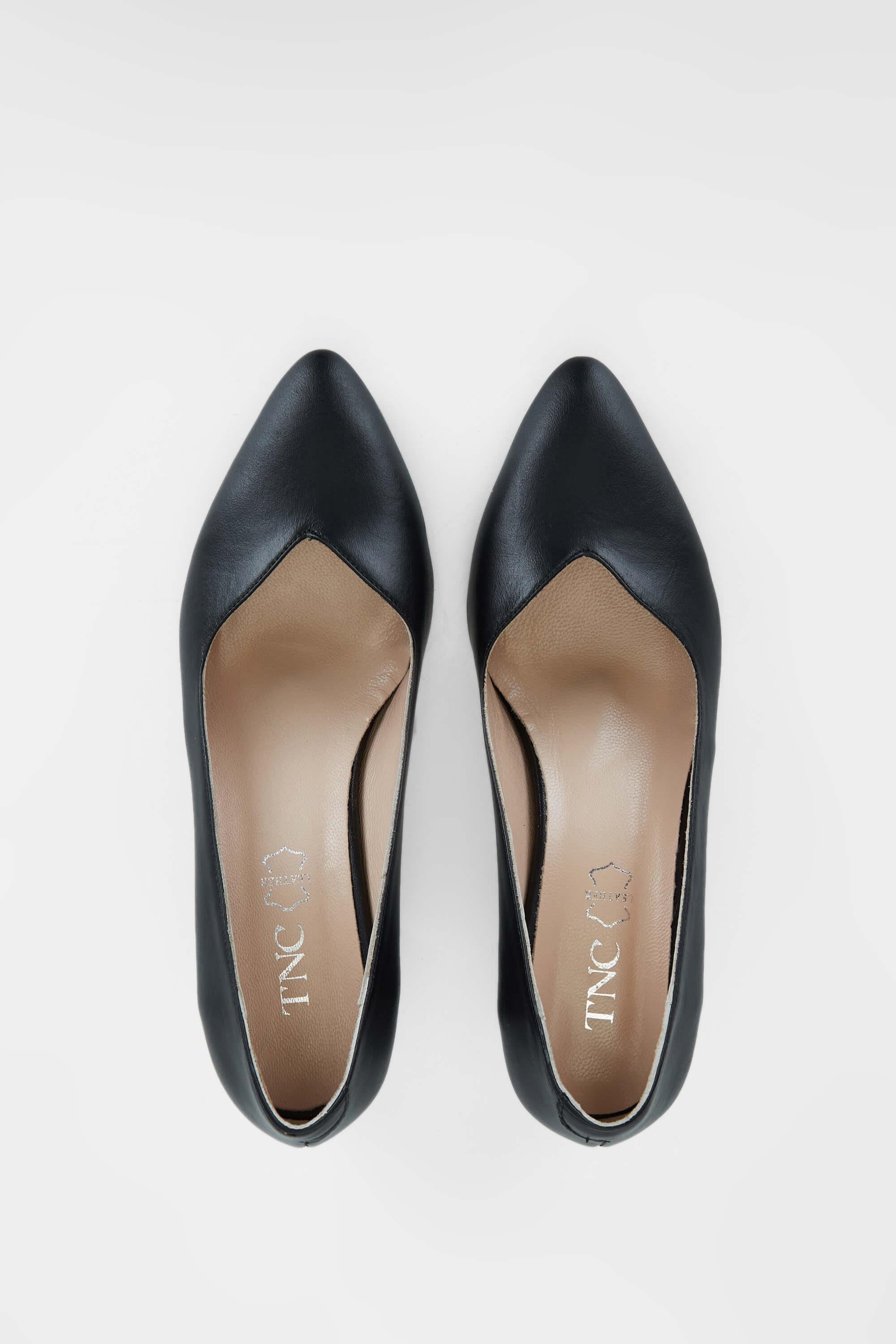 Tamer Tanca Kadın Hakiki Deri Siyah Deri Topuklu Ayakkabı