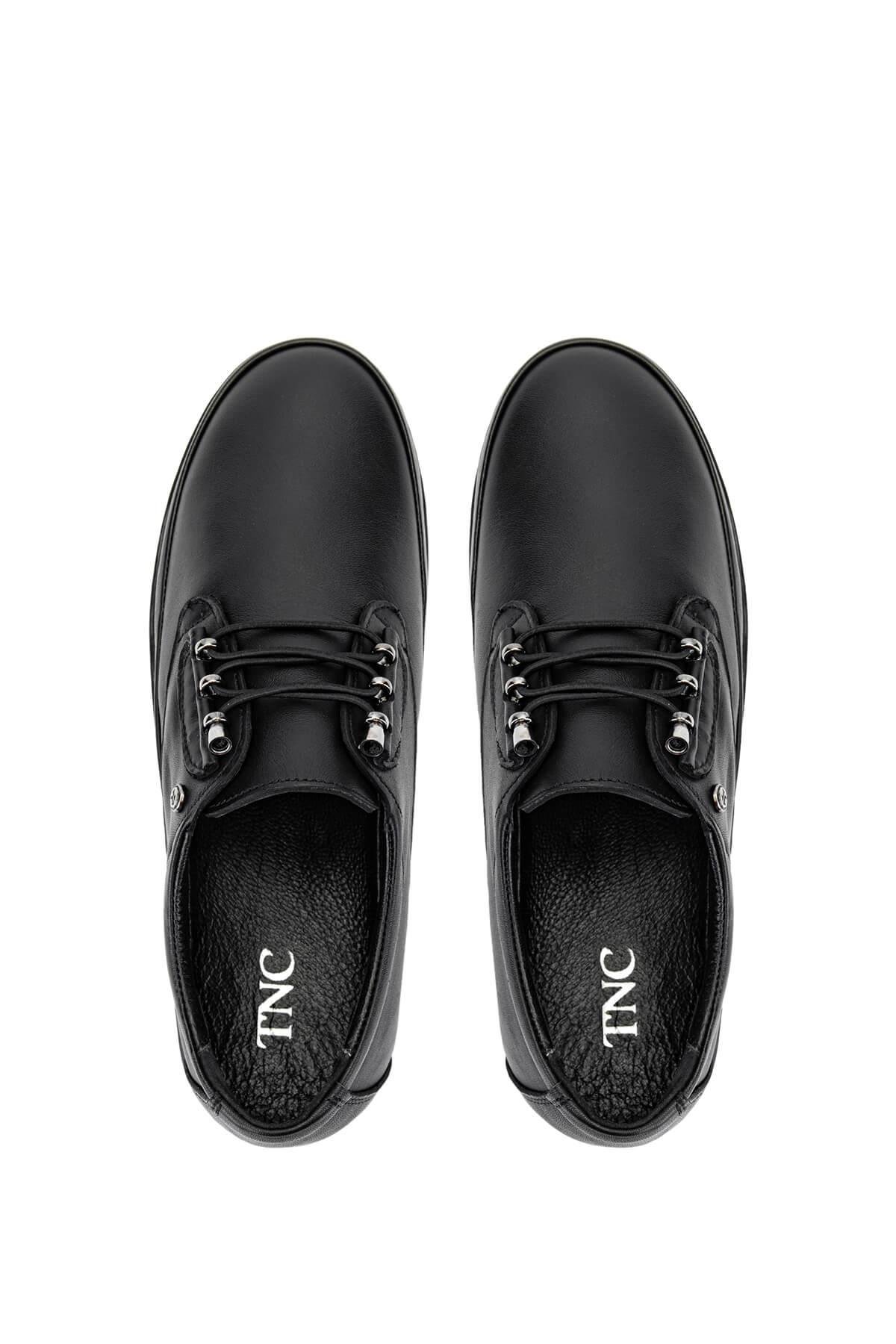 Tamer Tanca Kadın Hakiki Deri Siyah Deri Casual Ayakkabı