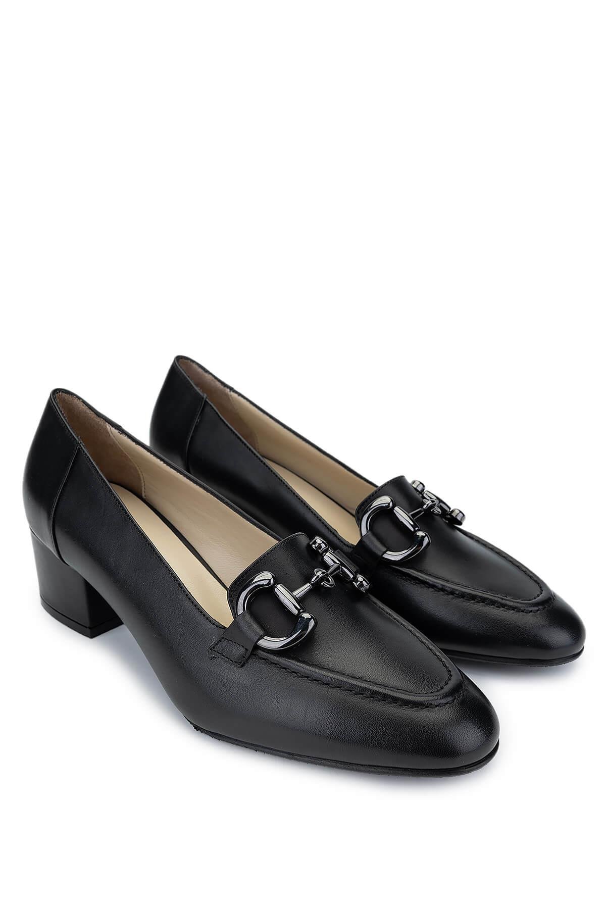 Tamer Tanca Kadın Hakiki Deri Siyah Deri Topuklu Ayakkabı