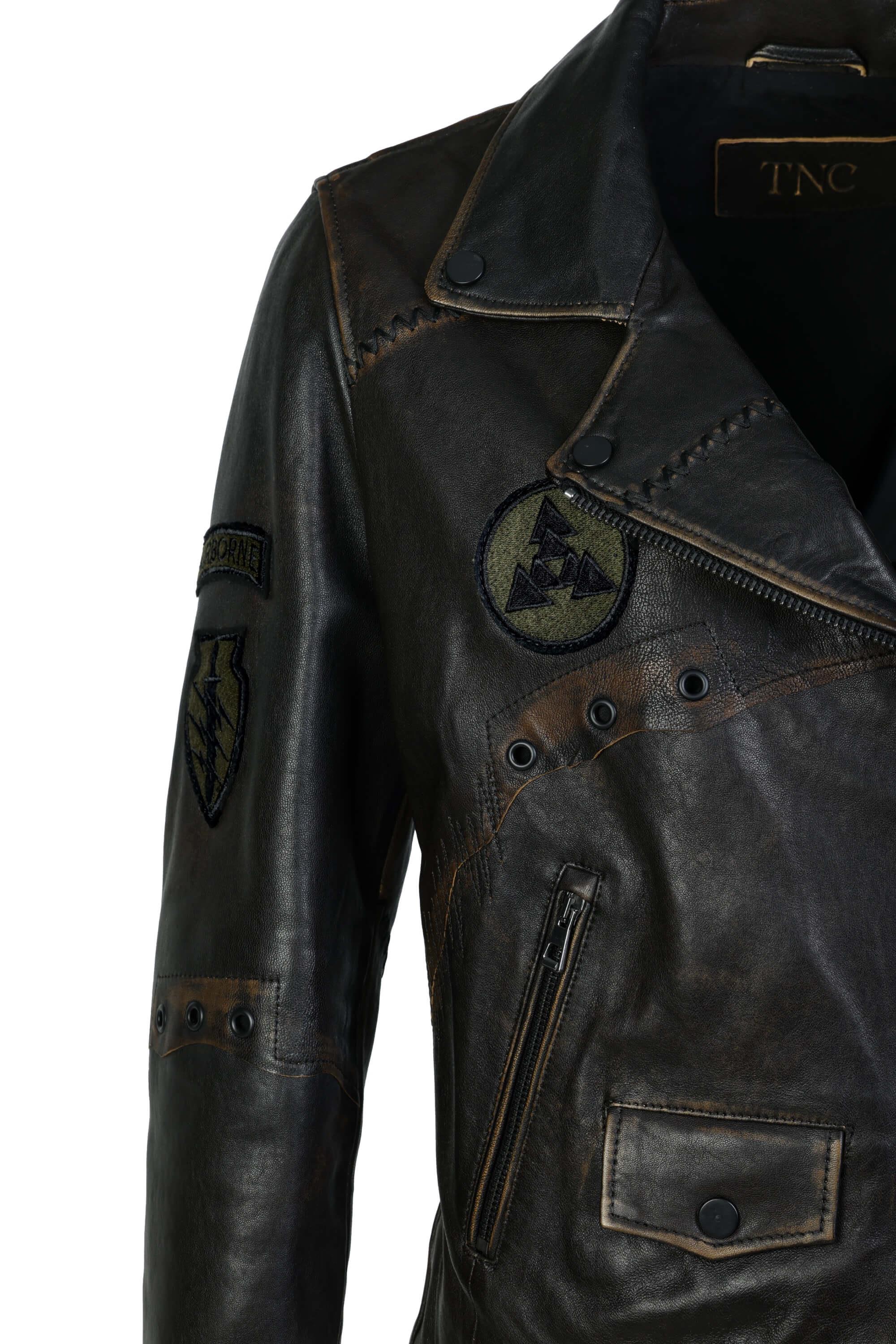 Tamer Tanca Kadın Hakiki Deri Siyah Eskitme Deri Mont