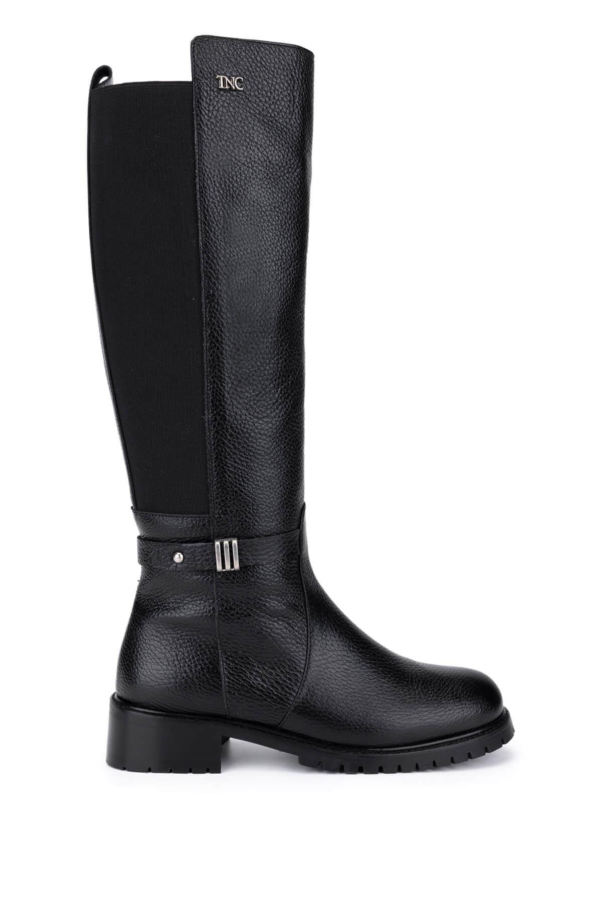 Tamer Tanca Kadın Hakiki Deri Siyah Floter Casual Çizme