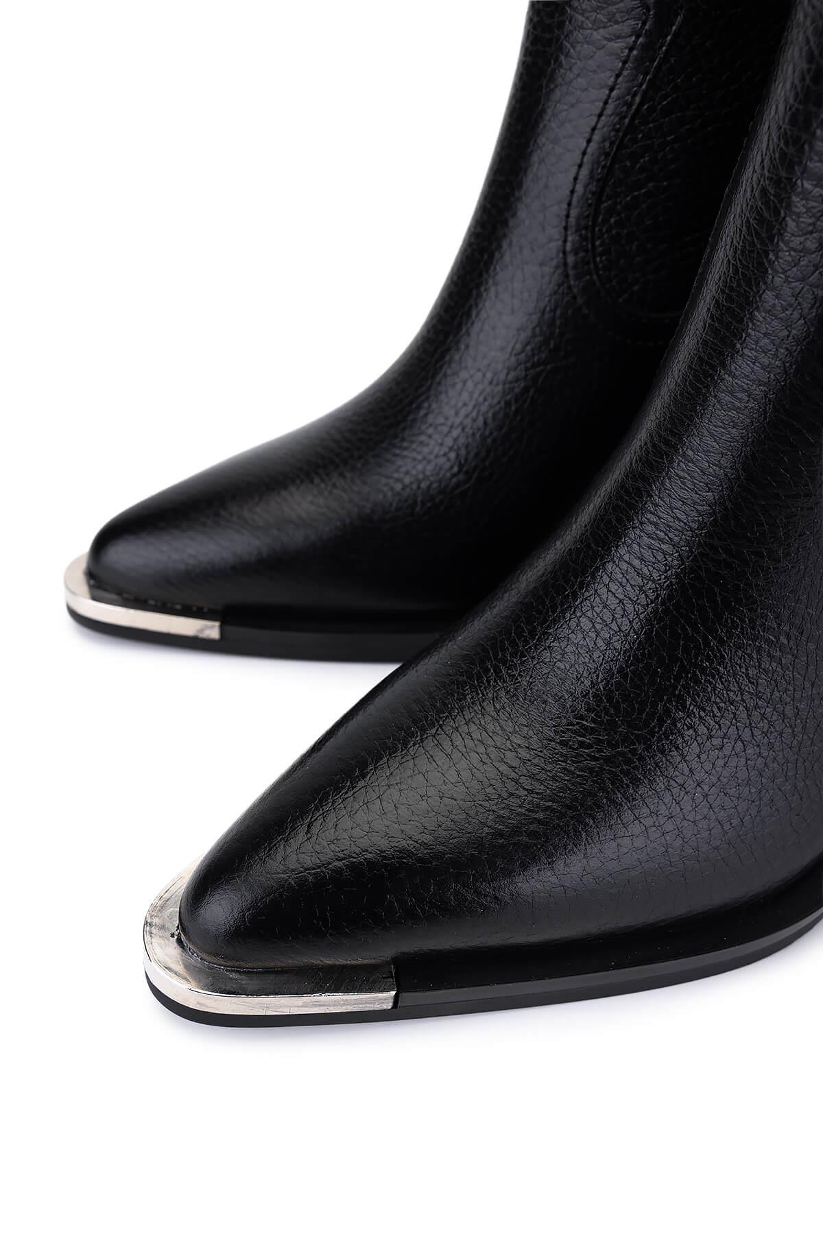 Tamer Tanca Kadın Hakiki Deri Siyah Floter Klasik Bot