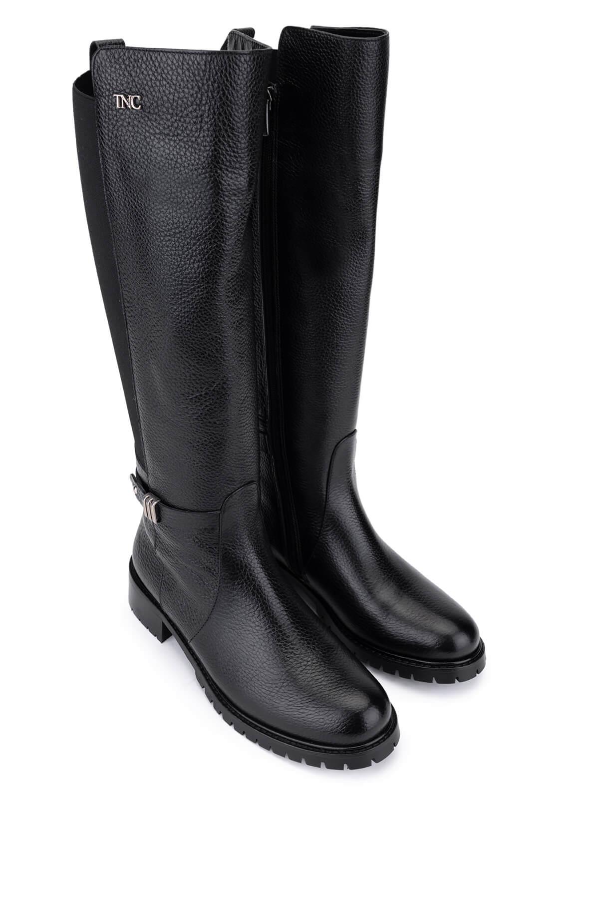 Tamer Tanca Kadın Hakiki Deri Siyah Floter Casual Çizme