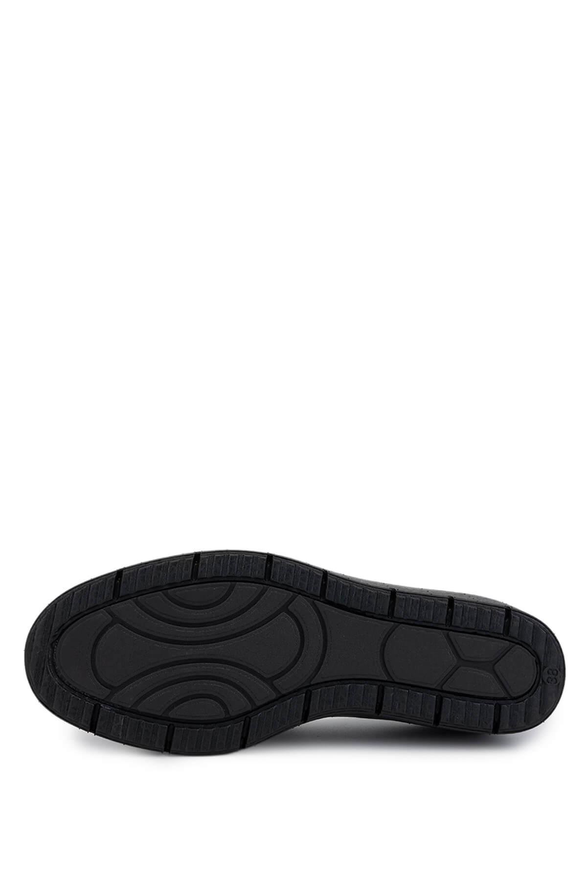 Tamer Tanca Kadın Hakiki Deri Siyah Floter Casual Ayakkabı