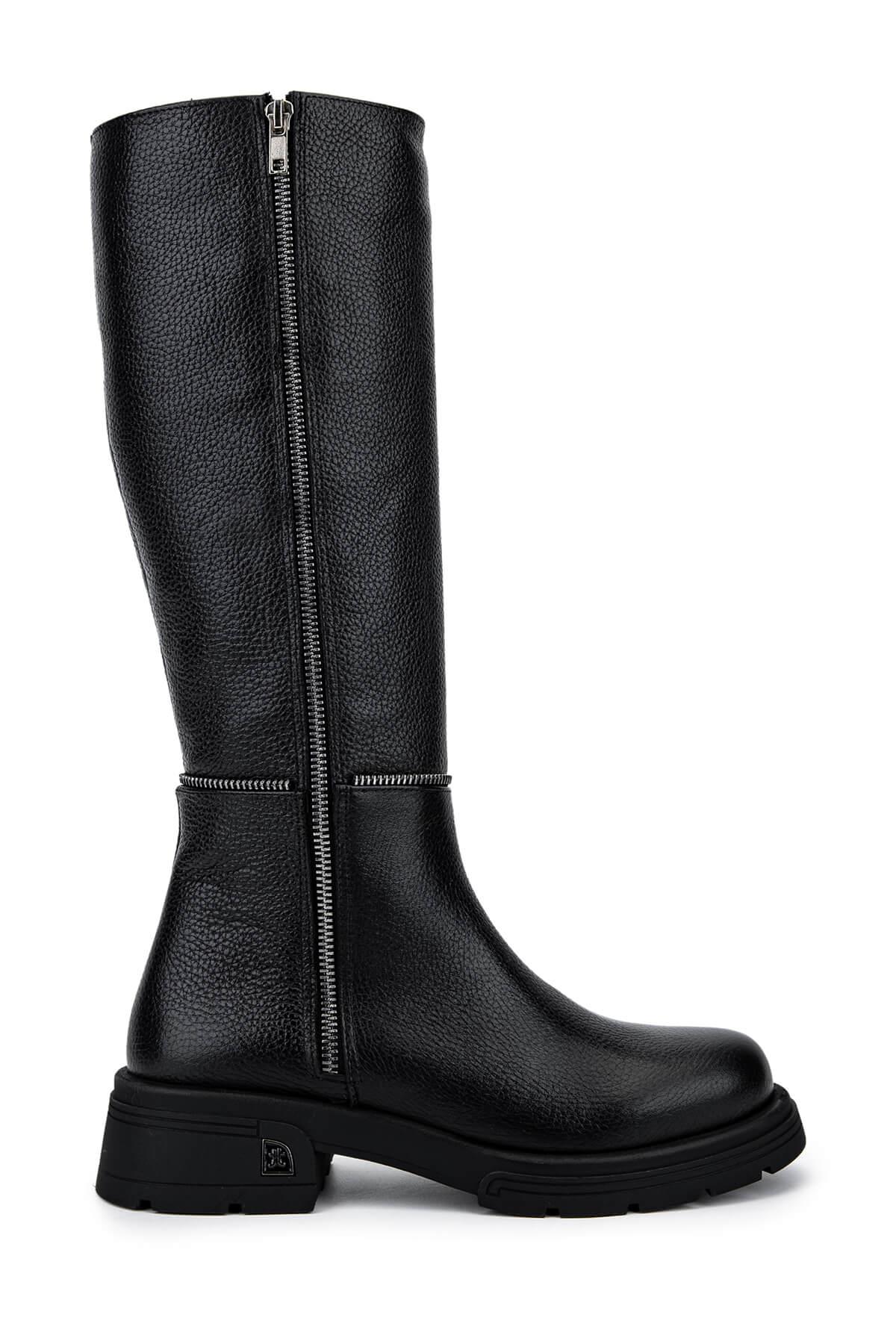 Tamer Tanca Kadın Hakiki Deri Siyah Floter Klasik Çizme