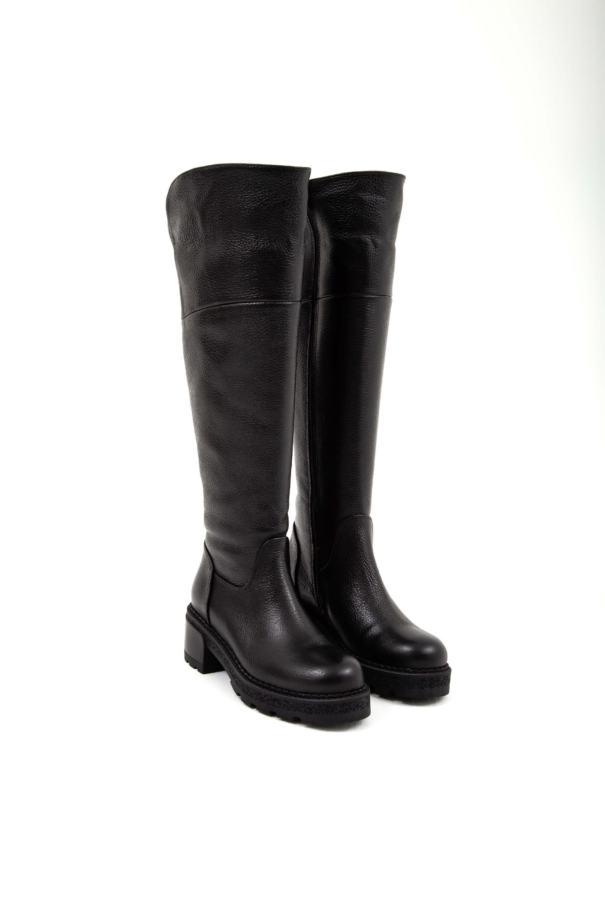 Tamer Tanca Kadın Hakiki Deri Siyah Floter Casual Çizme