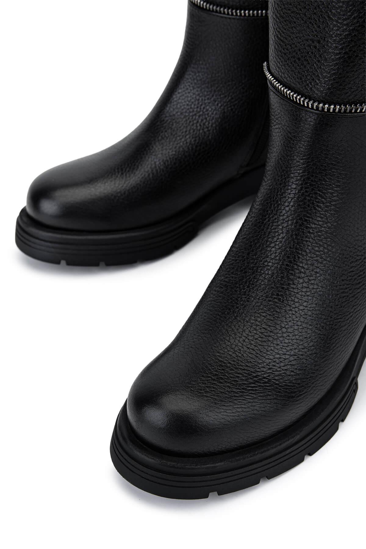 Tamer Tanca Kadın Hakiki Deri Siyah Floter Klasik Çizme