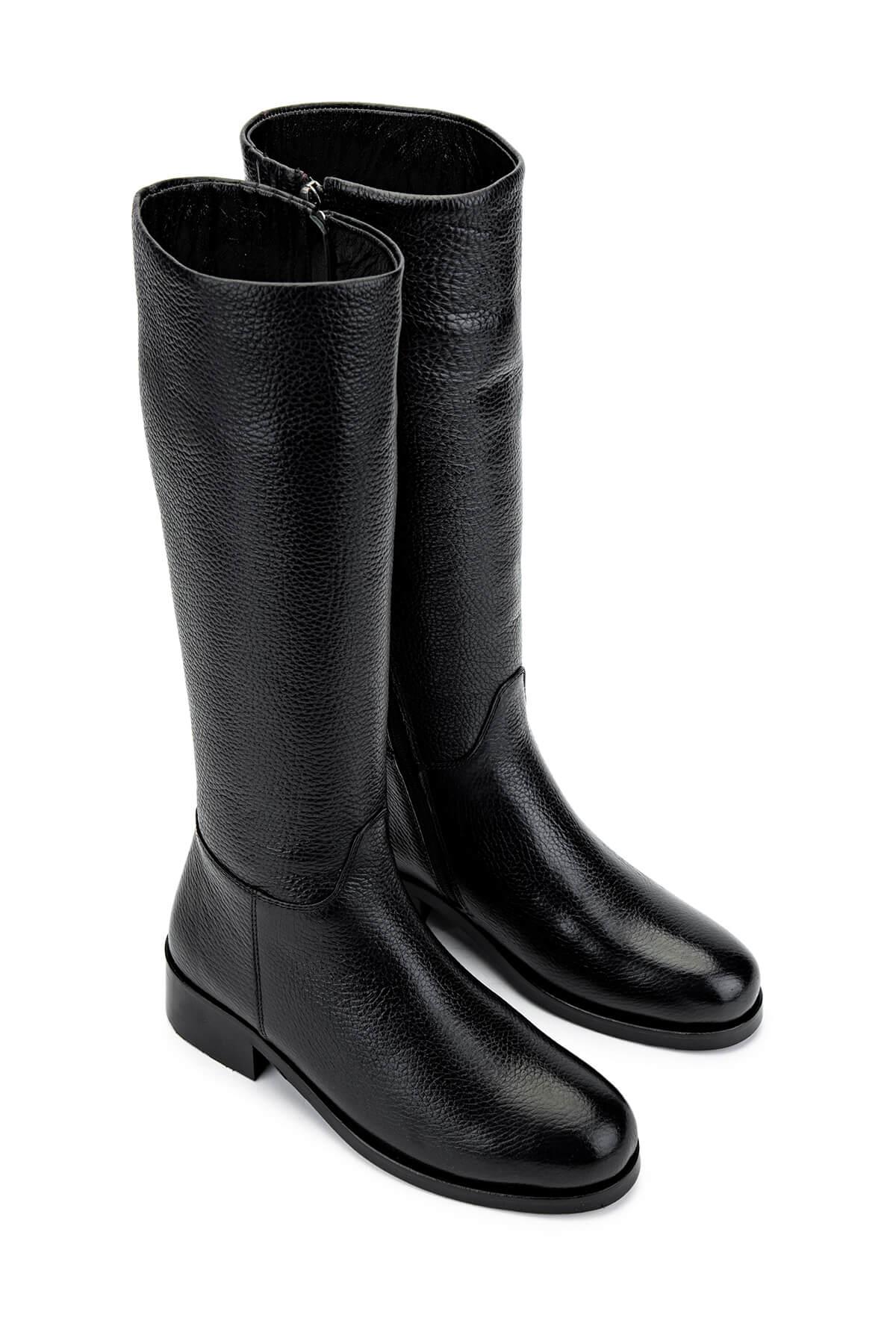 Tamer Tanca Kadın Hakiki Deri Siyah Floter Casual Çizme