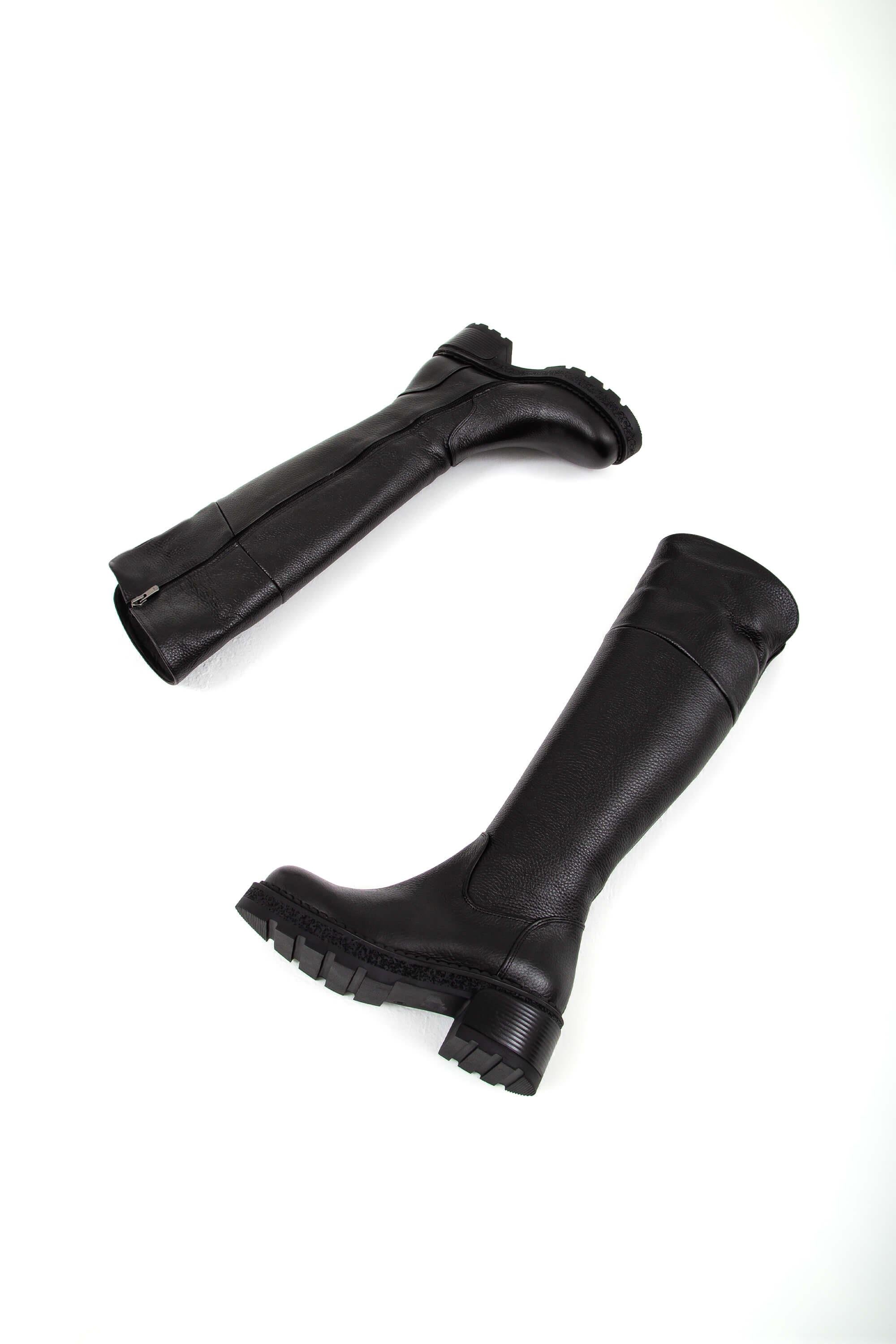 Tamer Tanca Kadın Hakiki Deri Siyah Floter Casual Çizme