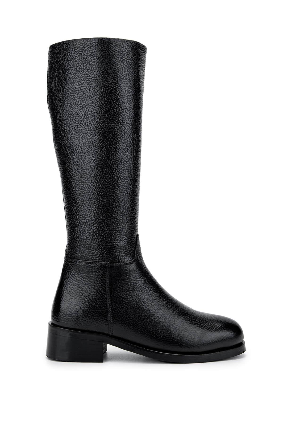 Tamer Tanca Kadın Hakiki Deri Siyah Floter Casual Çizme