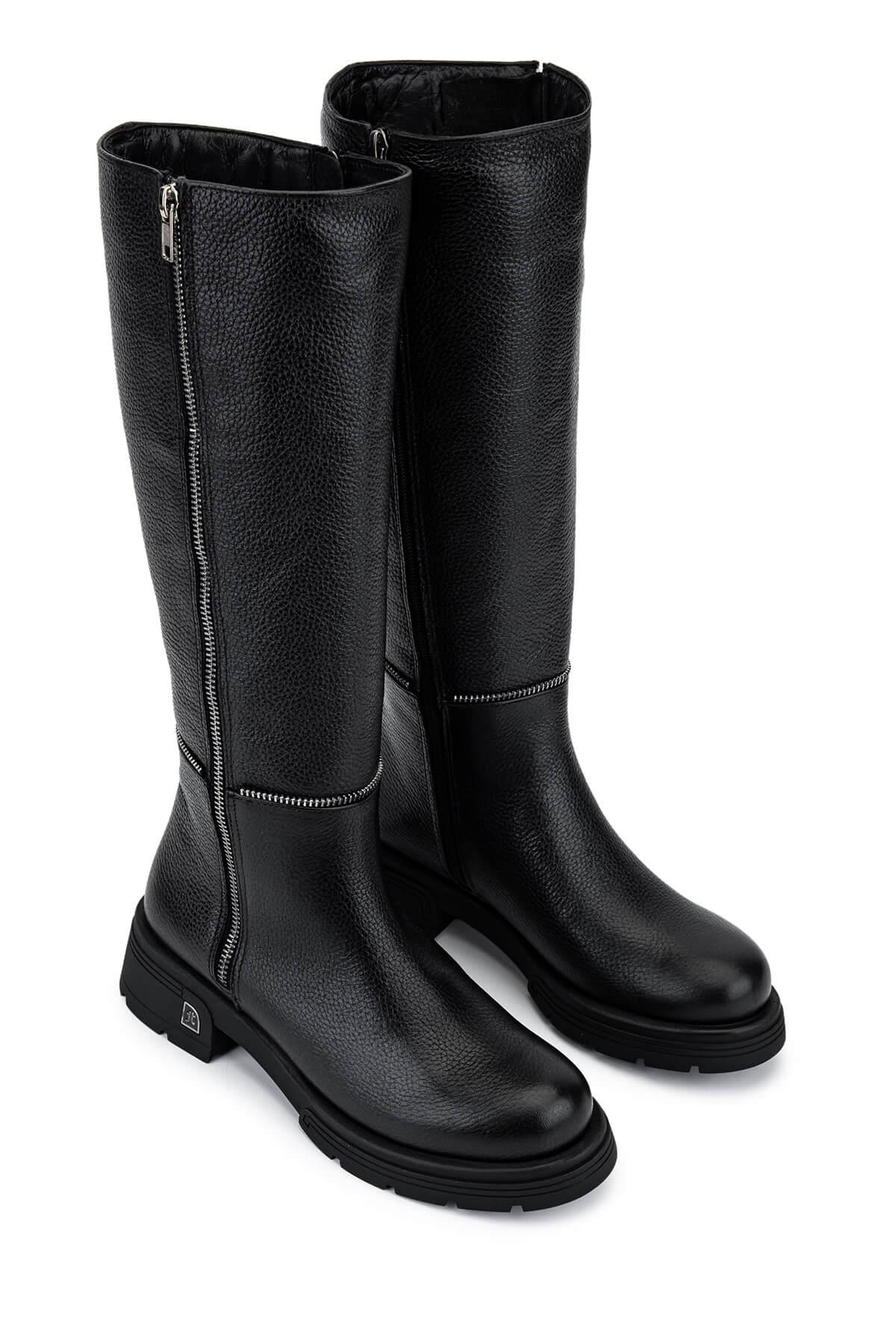 Tamer Tanca Kadın Hakiki Deri Siyah Floter Klasik Çizme
