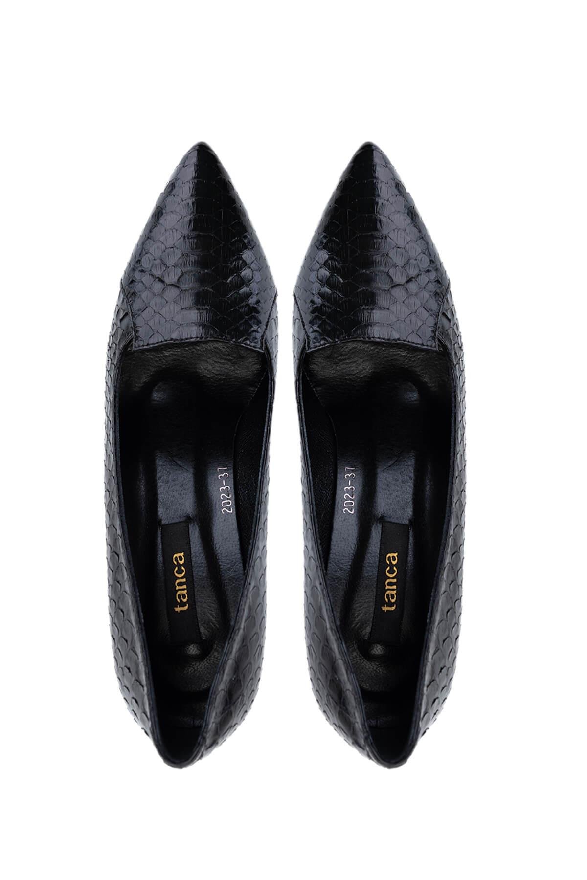 Tamer Tanca Kadın Hakiki Deri Siyah Klasik Ayakkabı