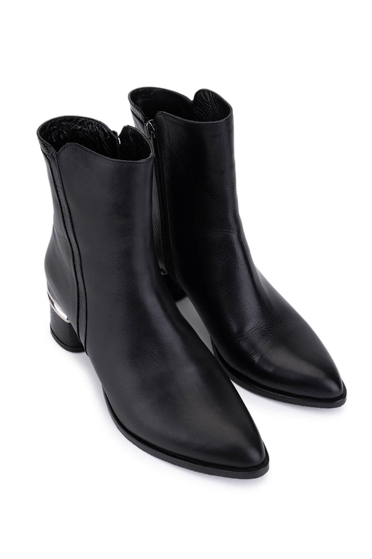 Tamer Tanca Kadın Hakiki Deri Siyah Klasik Bot