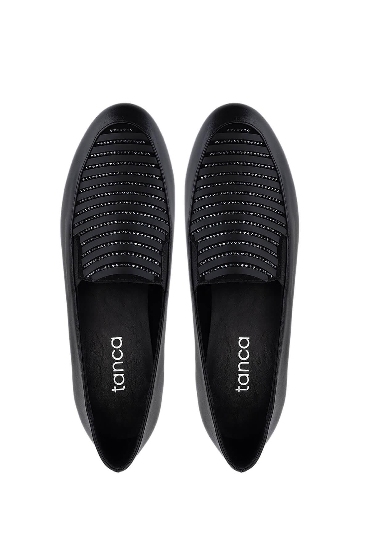 Tamer Tanca Kadın Hakiki Deri Siyah Loafer Ayakkabı