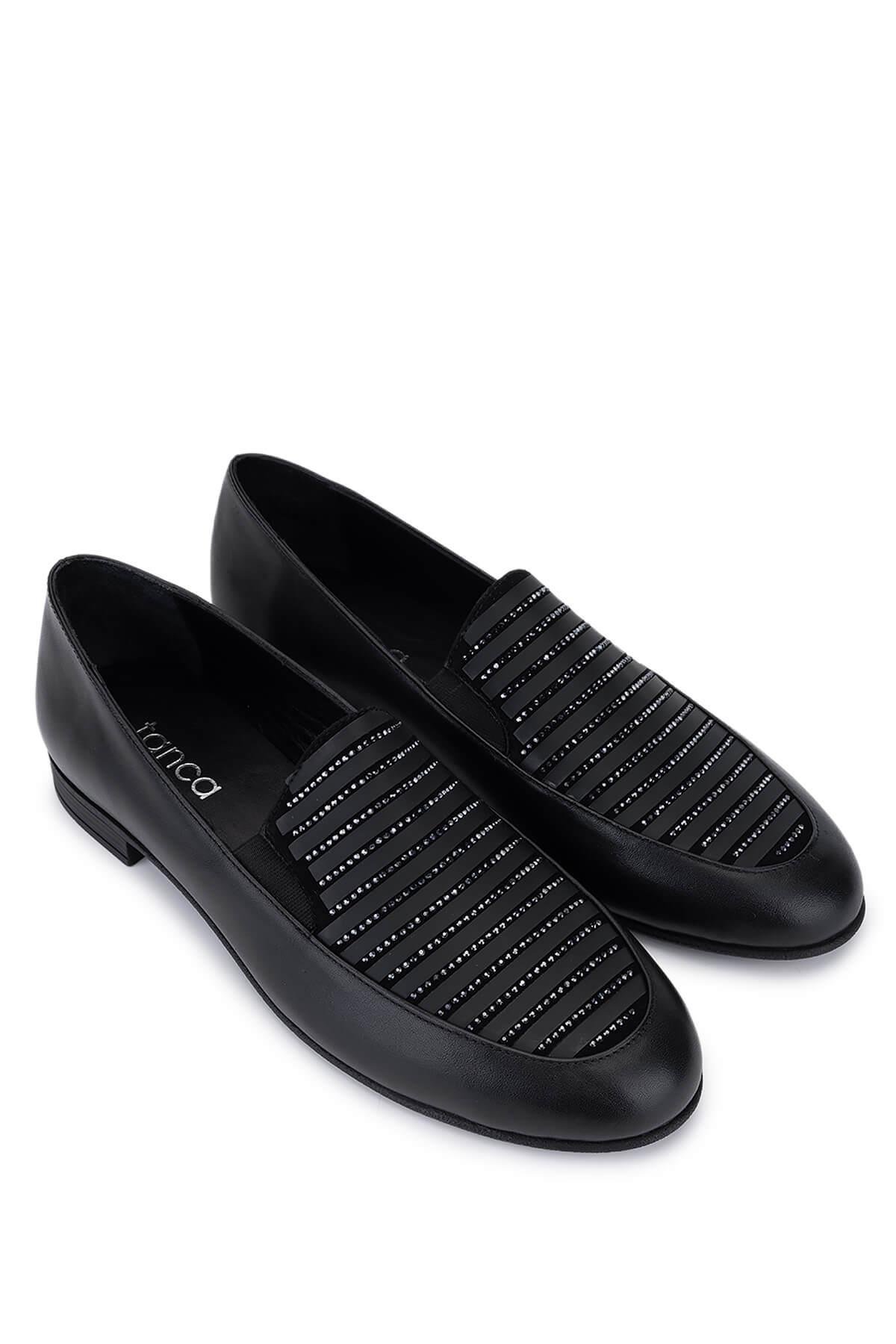 Tamer Tanca Kadın Hakiki Deri Siyah Loafer Ayakkabı