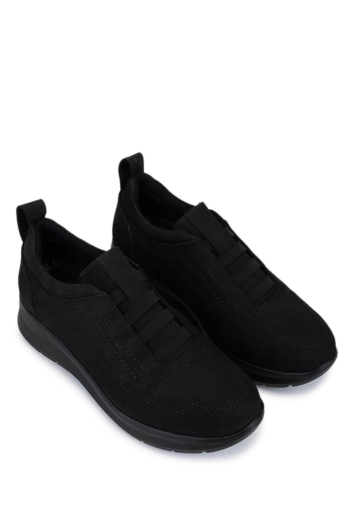 Tamer Tanca Kadın Hakiki Deri Siyah Nubuk Comfort Ayakkabı