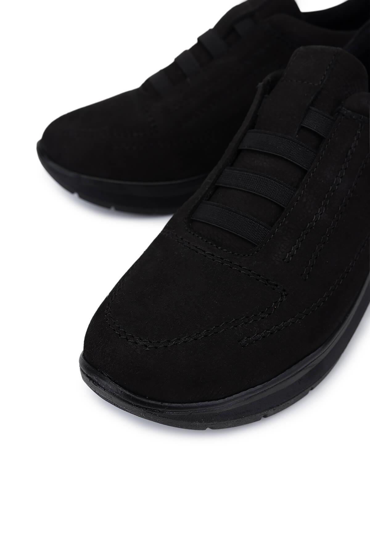 Tamer Tanca Kadın Hakiki Deri Siyah Nubuk Comfort Ayakkabı