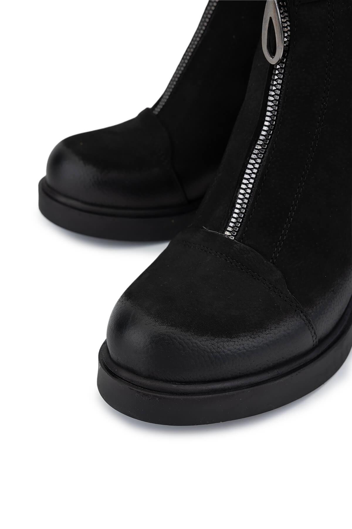 Tamer Tanca Kadın Hakiki Deri Siyah Nubuk Casual Bot