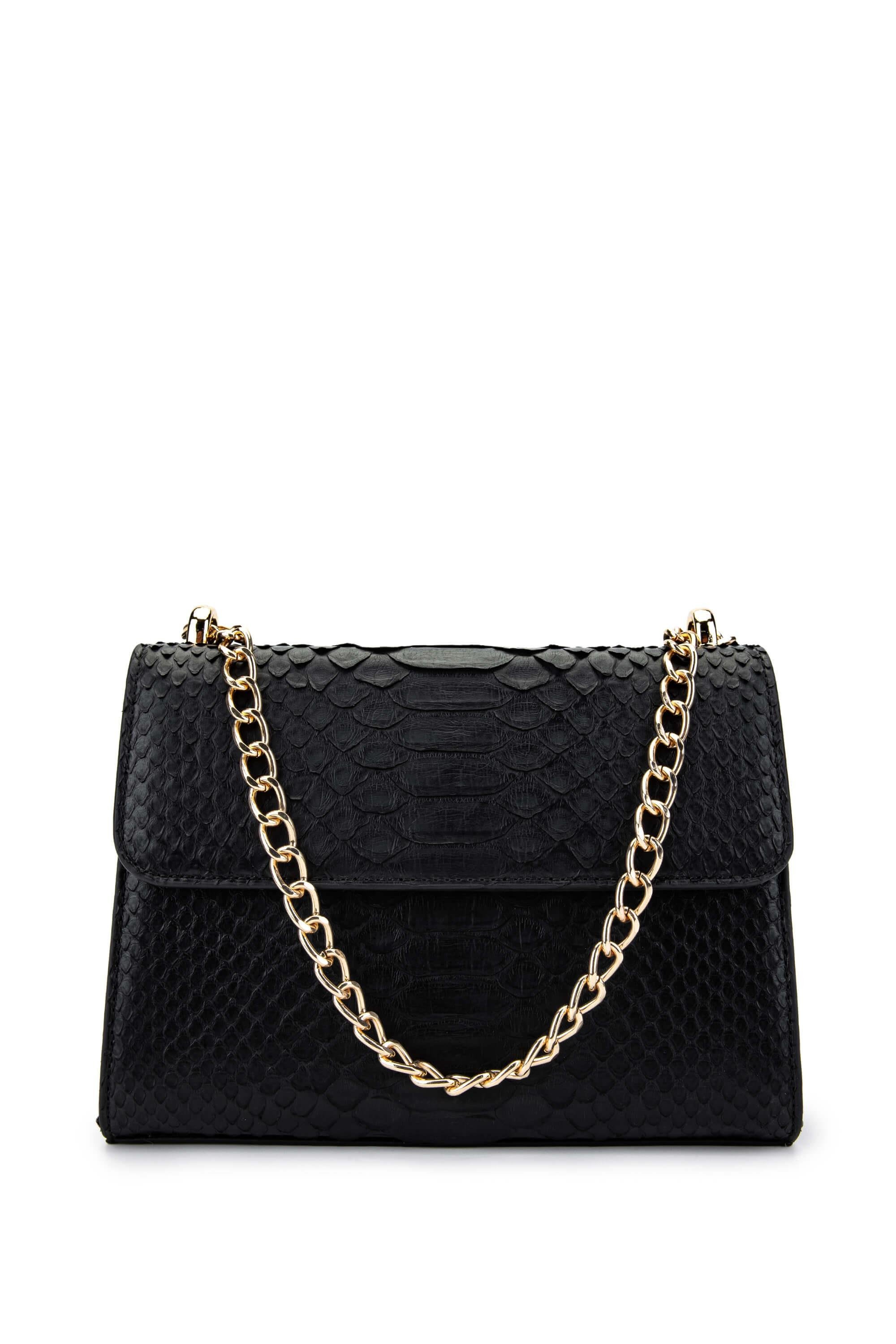 Tamer Tanca Kadın Hakiki Deri Siyah Omuz Çanta