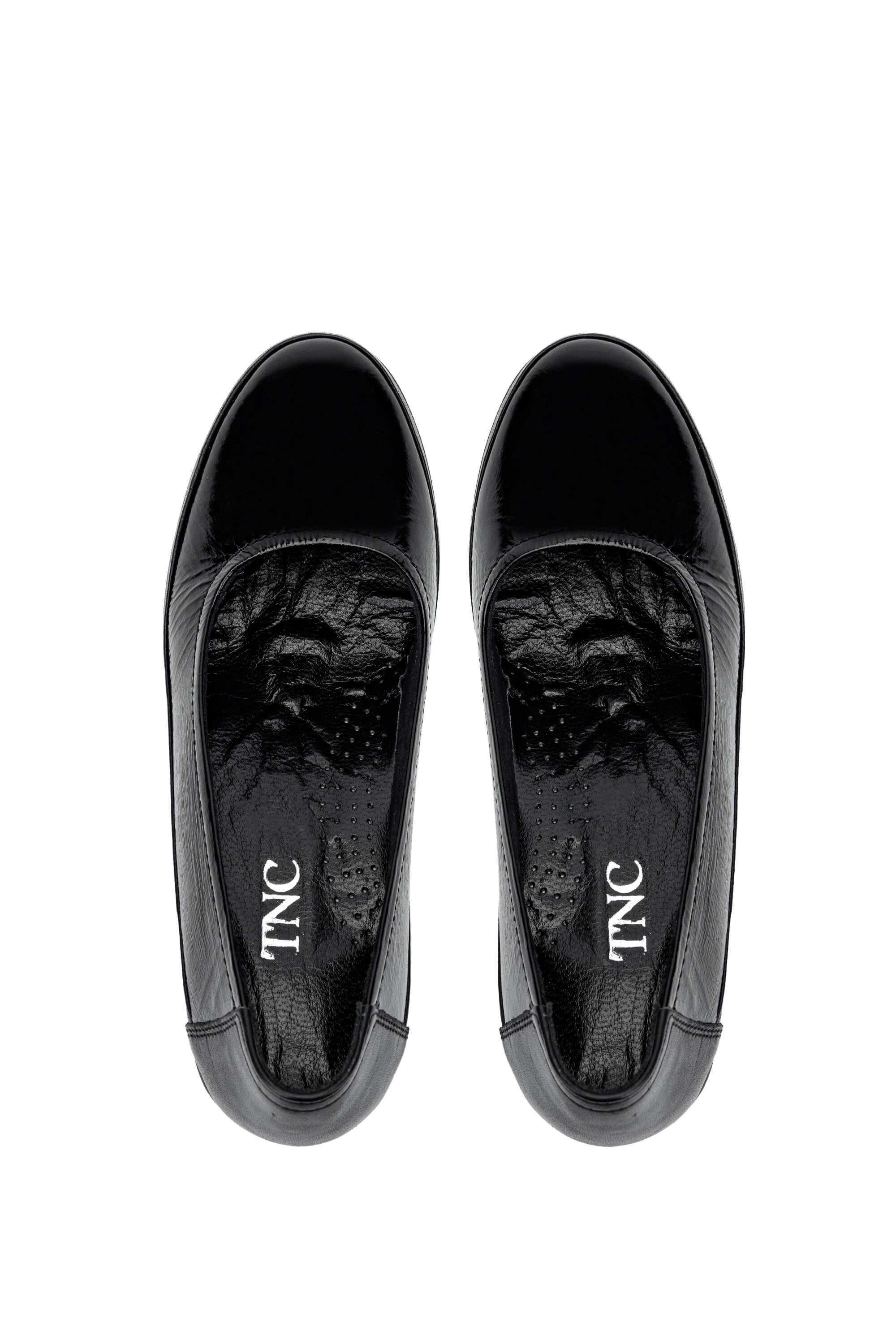 Tamer Tanca Kadın Hakiki Deri Siyah Rugan Casual Ayakkabı