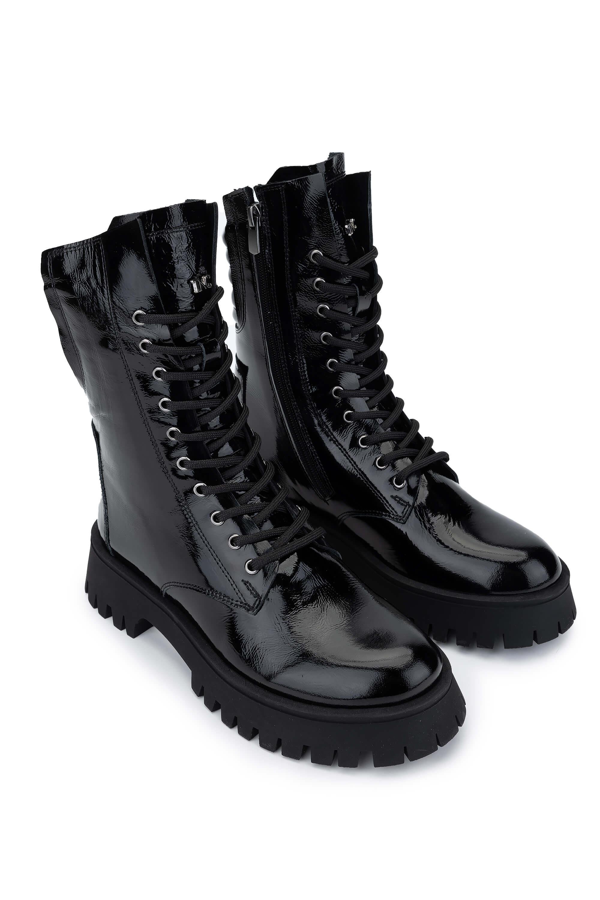 Tamer Tanca Kadın Hakiki Deri Siyah Rugan Casual Bot